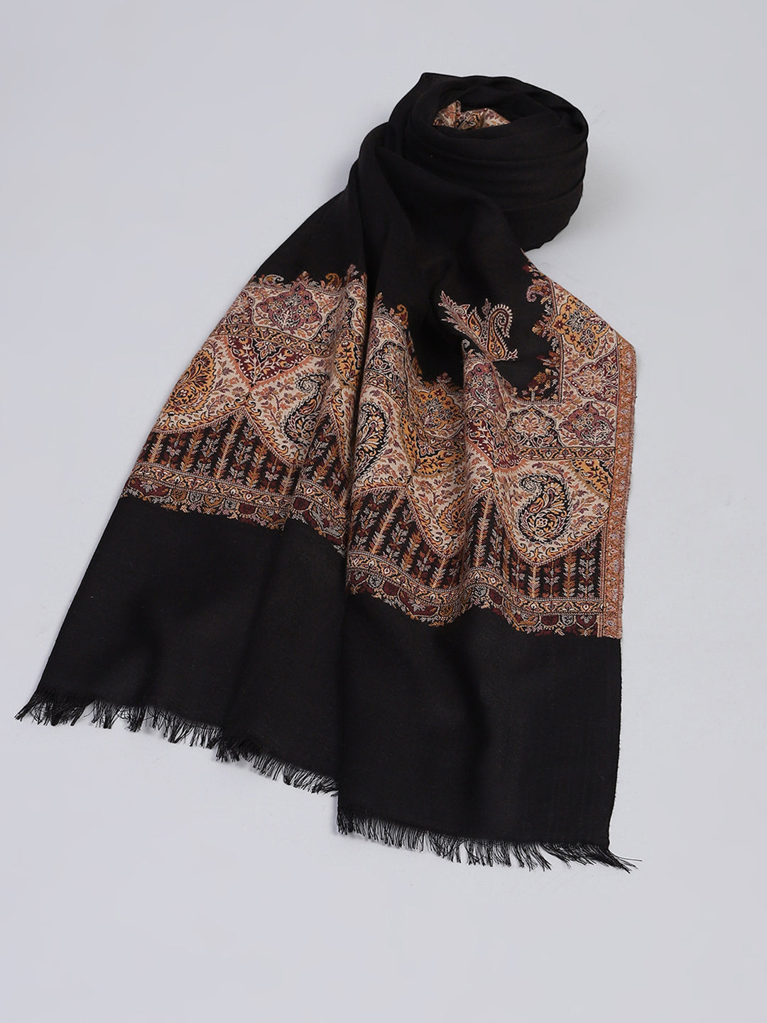 Women Black Self Design Stole