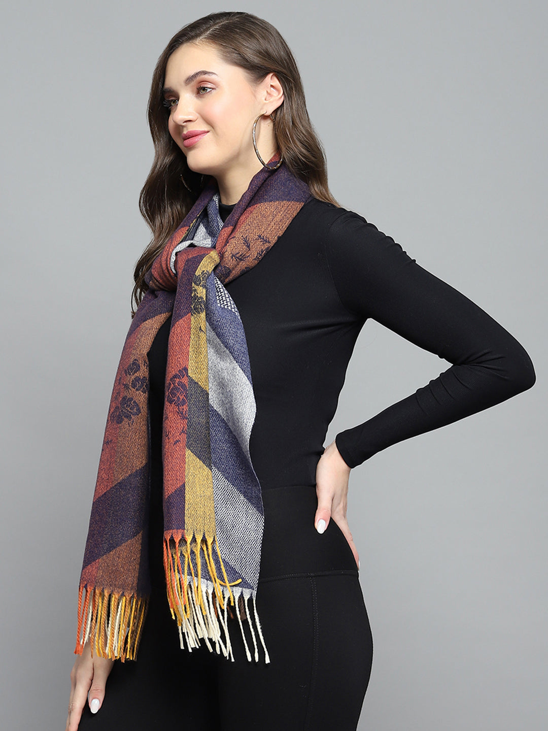 Women Multicolor Self Design Stole