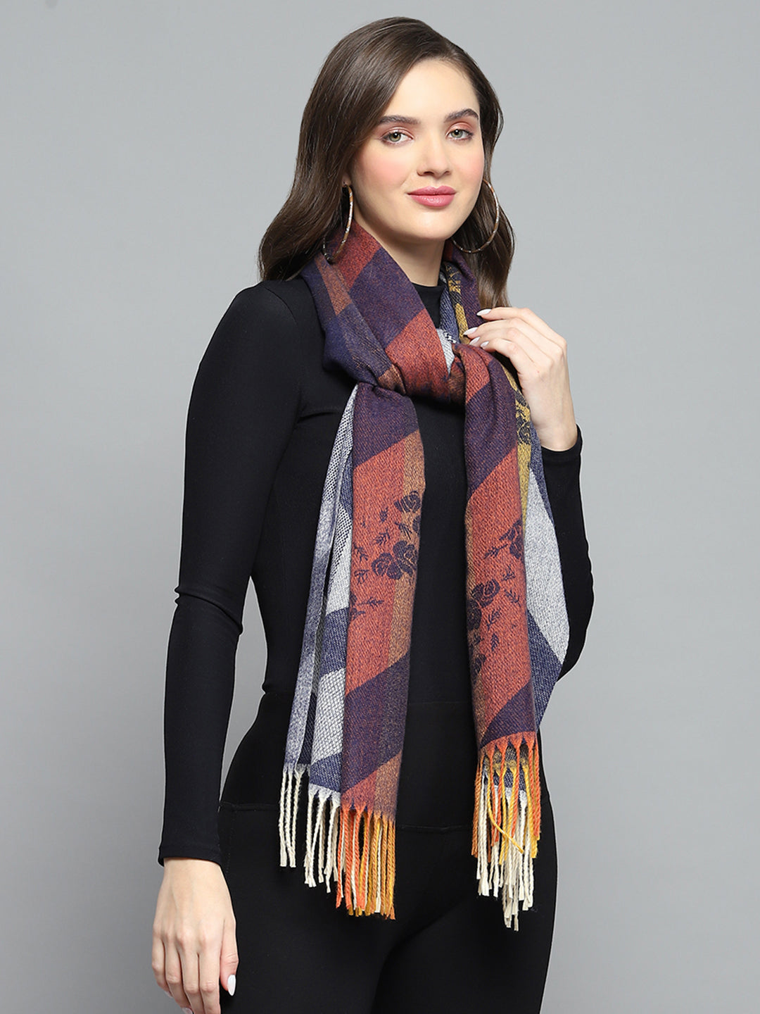 Women Multicolor Self Design Stole