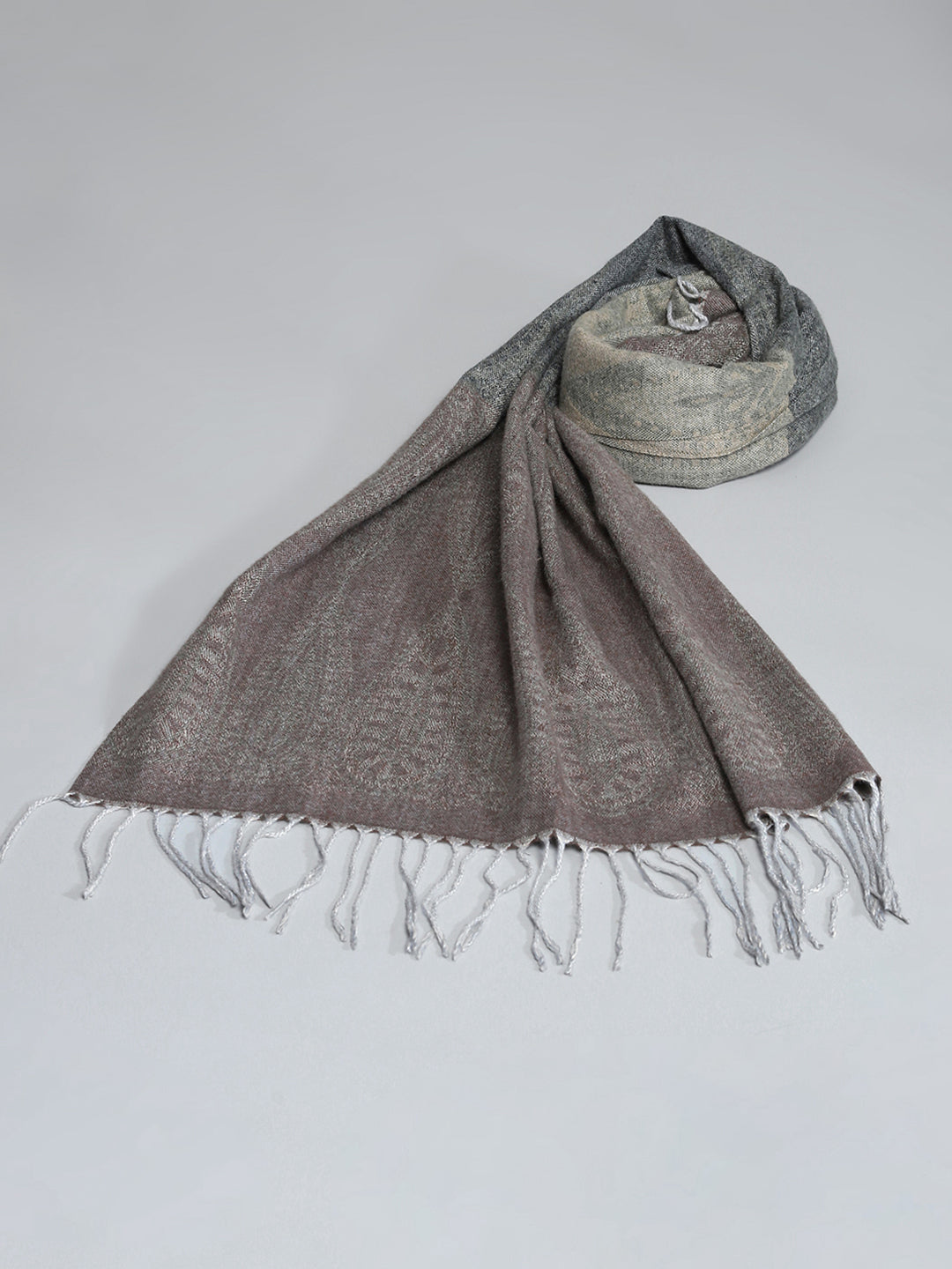 Women Grey Self Design Stole