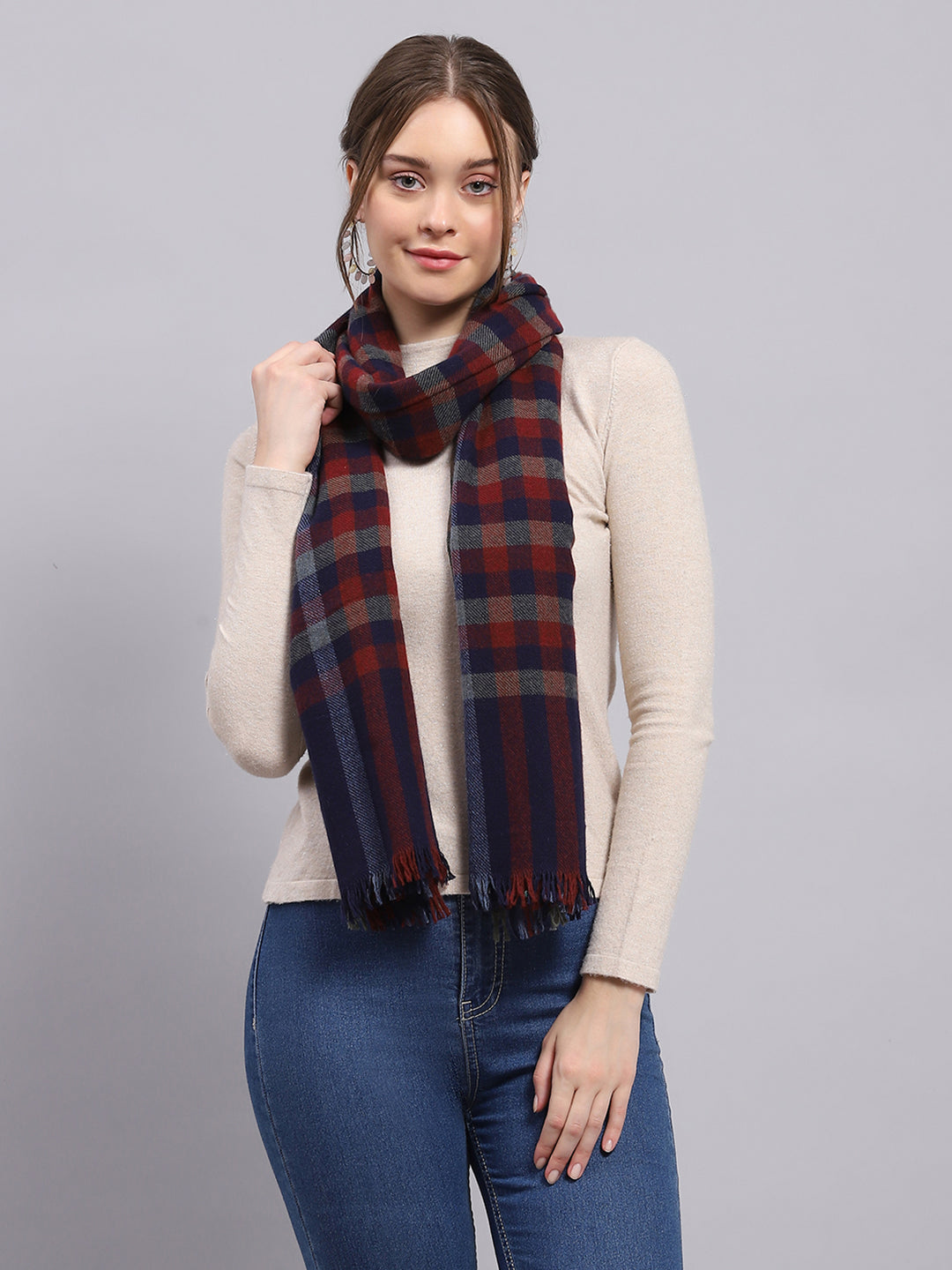 Women Multicolor Check Stole