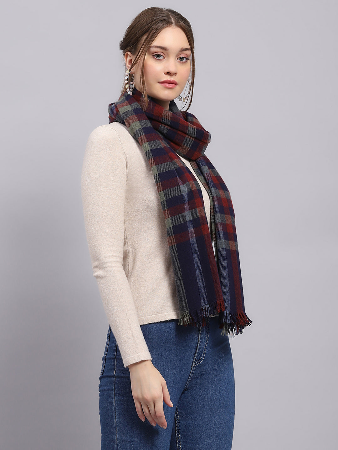 Women Multicolor Check Stole