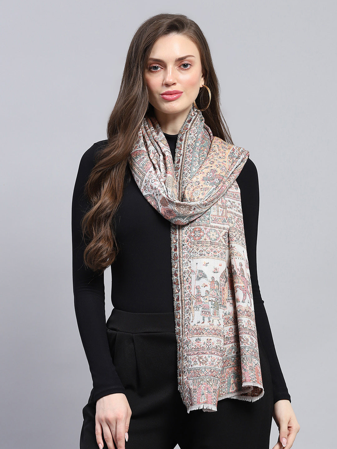 Women Multicolor Self Design Stole