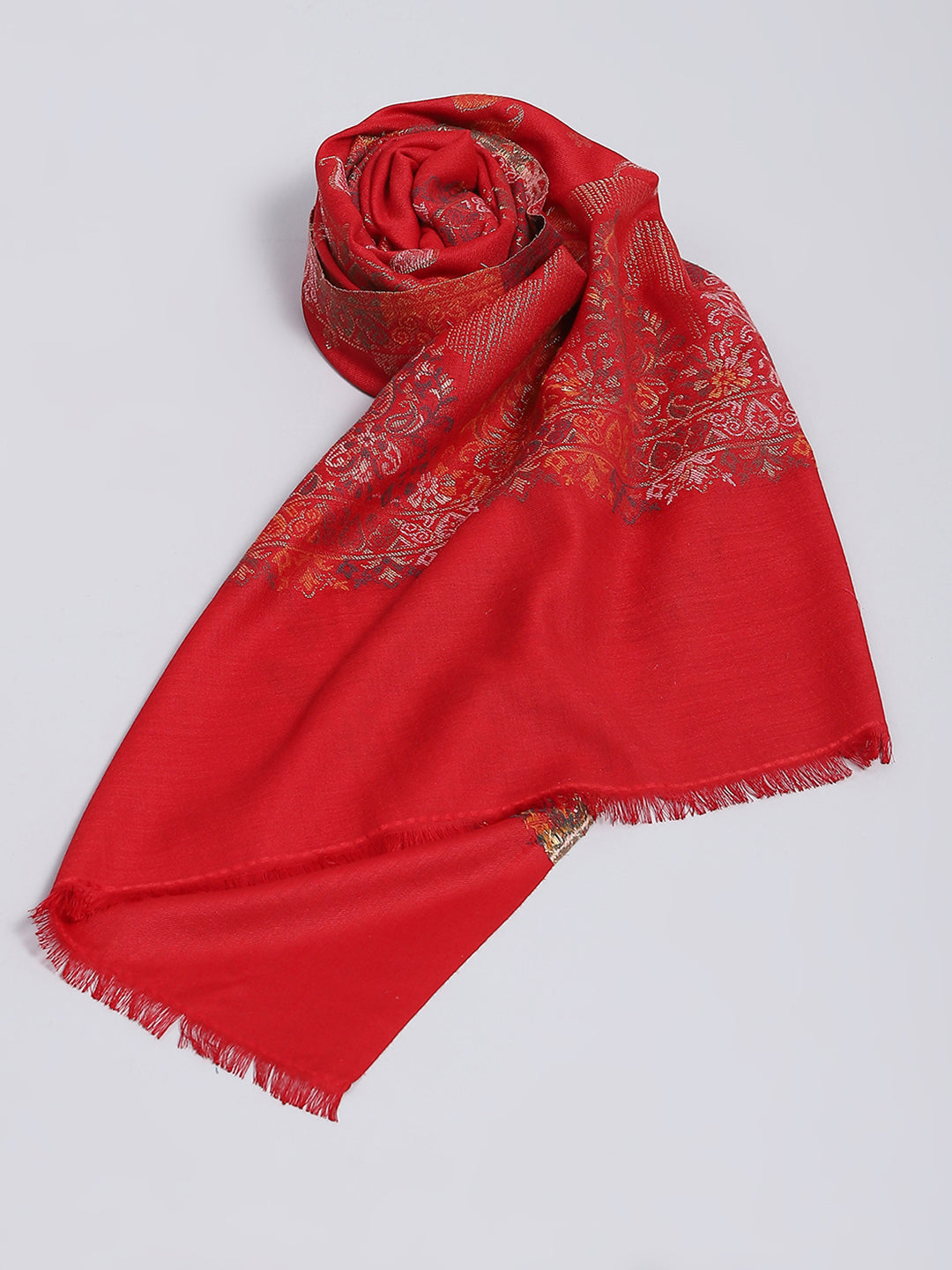 Women Red Self Design Stole