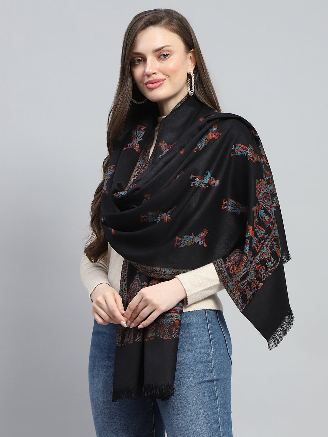 Women Multicolor Self Design Stole