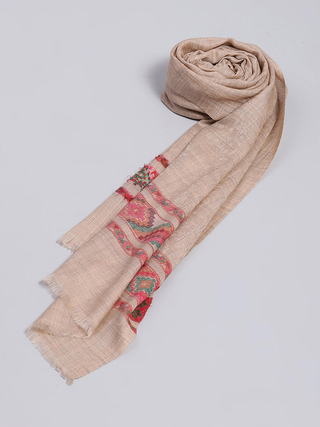 Women Beige Self Design Stole