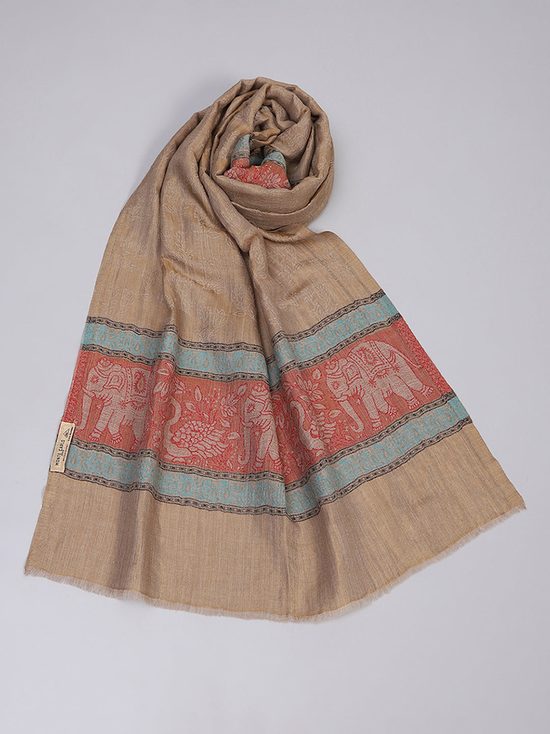 Women Beige Self Design Stole