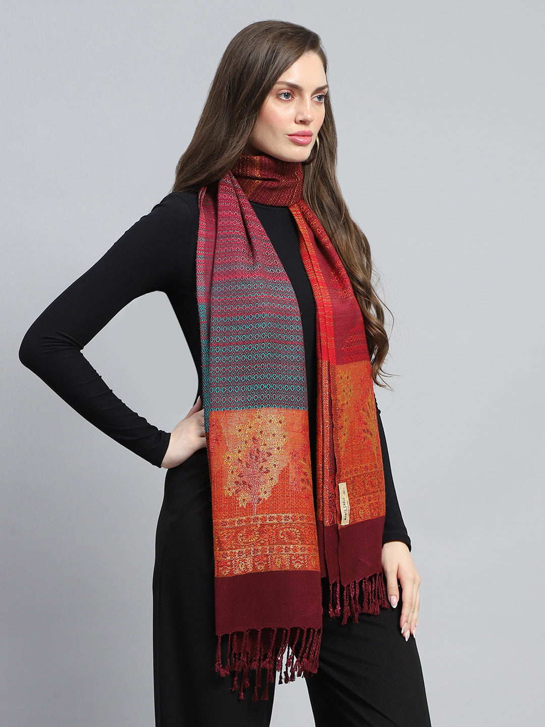 Women Multicolor Self Design Stole