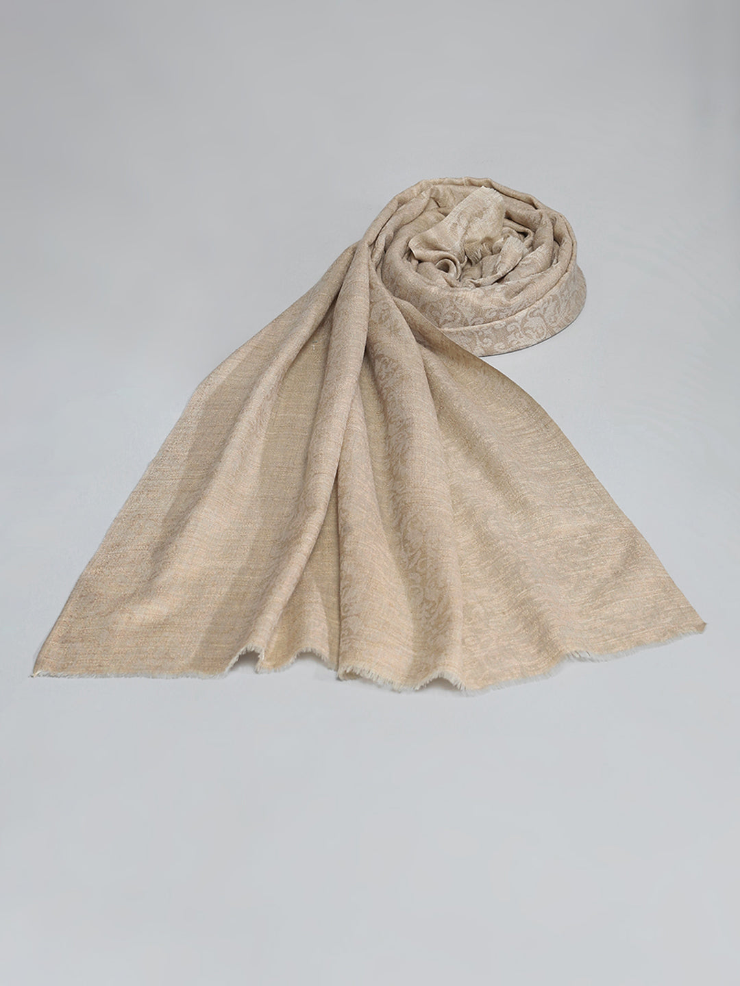 Women Beige Self Design Stole