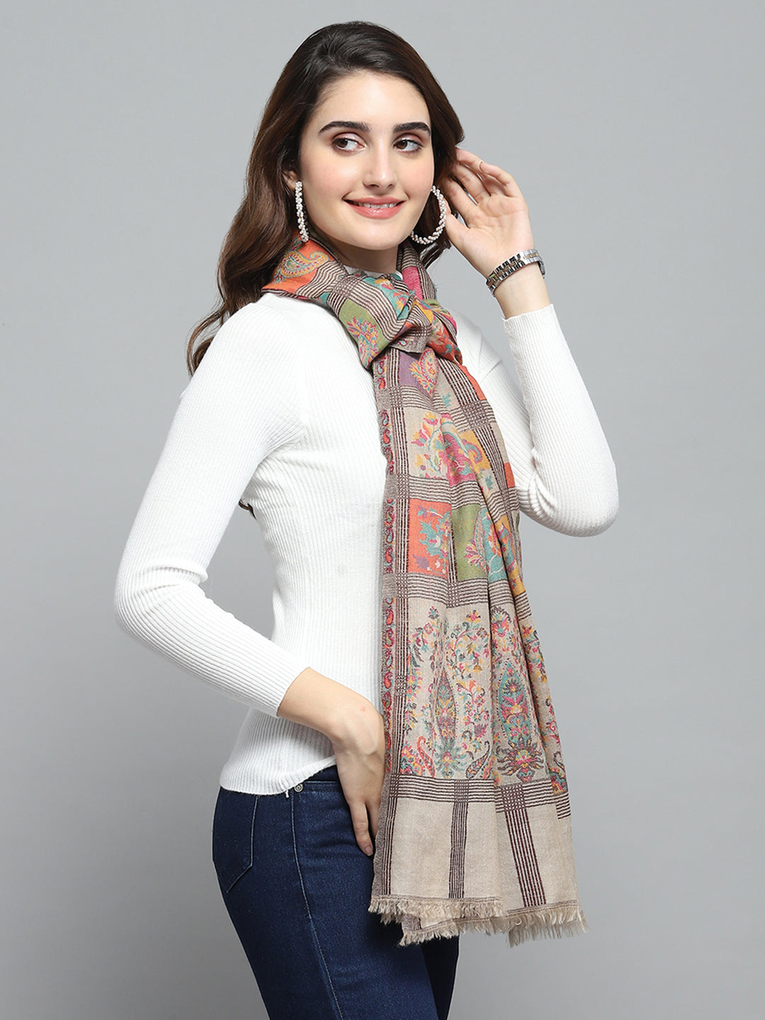 Women Multicolor Self Design Stole