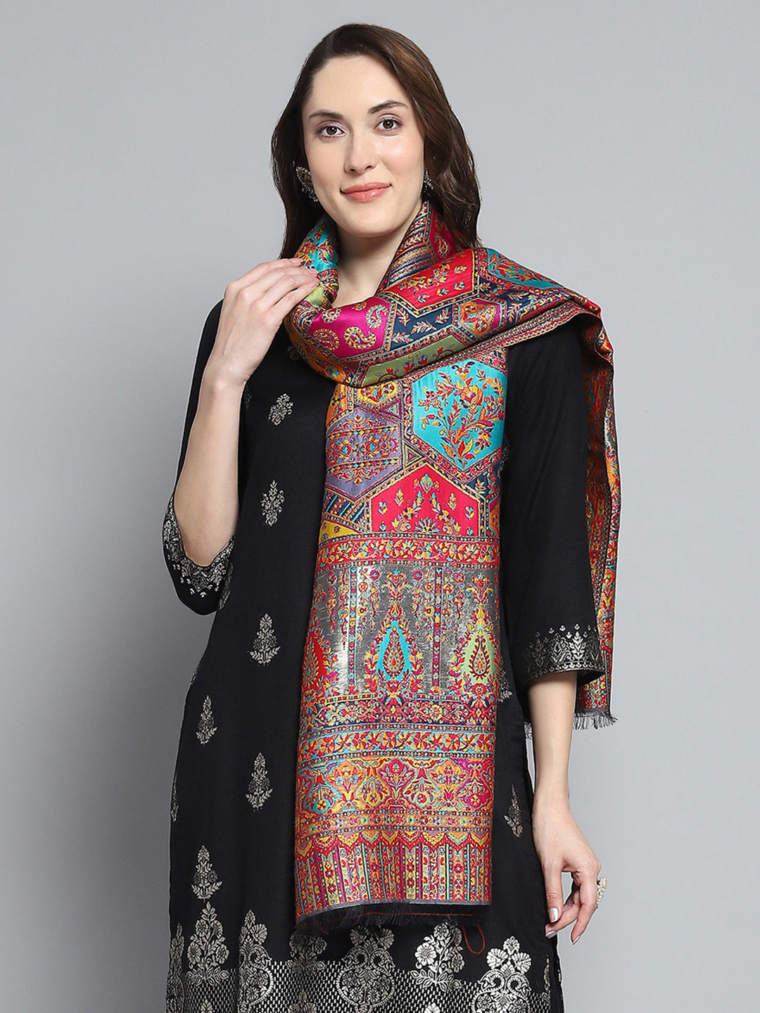 Women Multicolor Self Design Stole