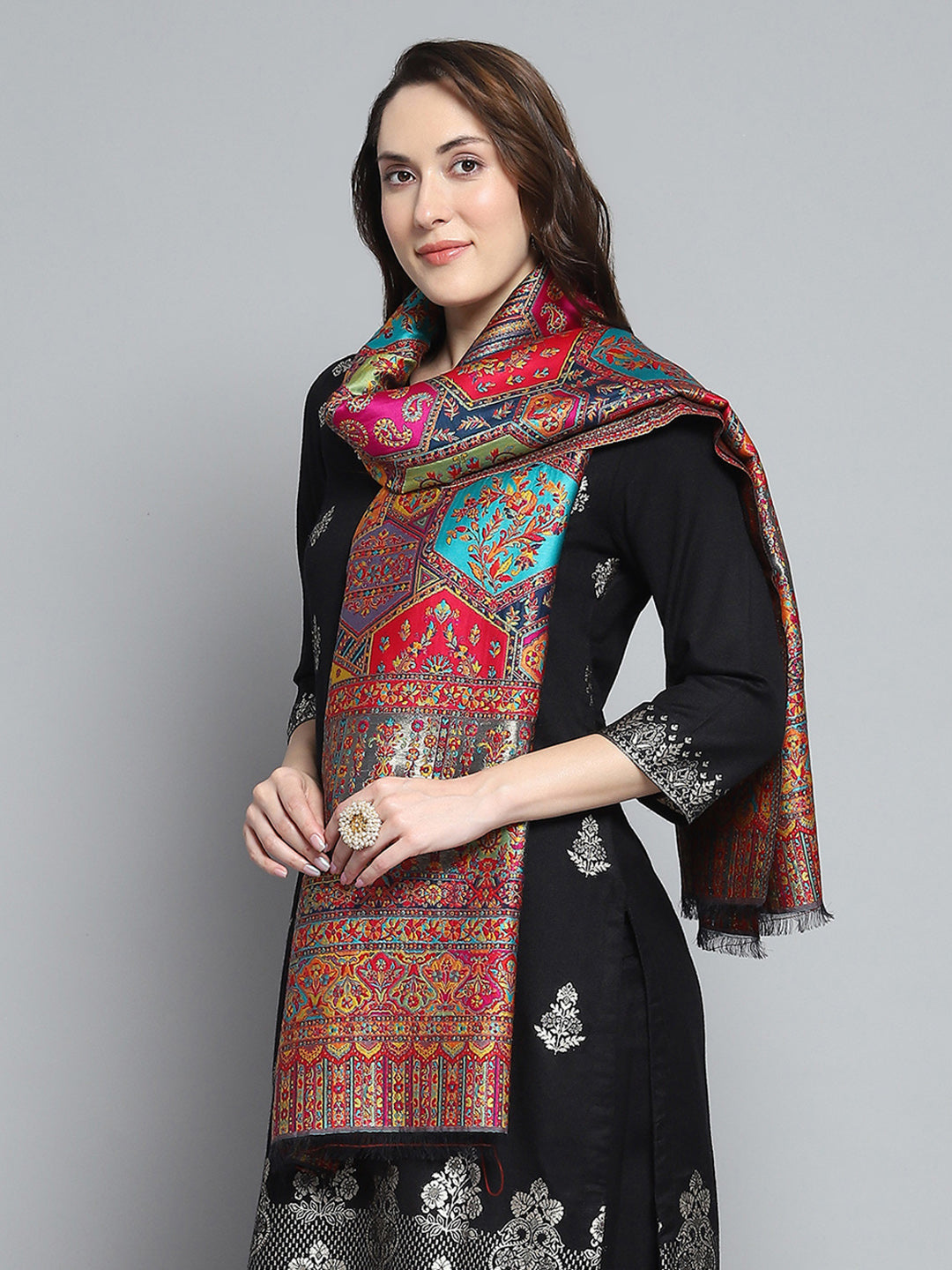 Women Multicolor Self Design Stole