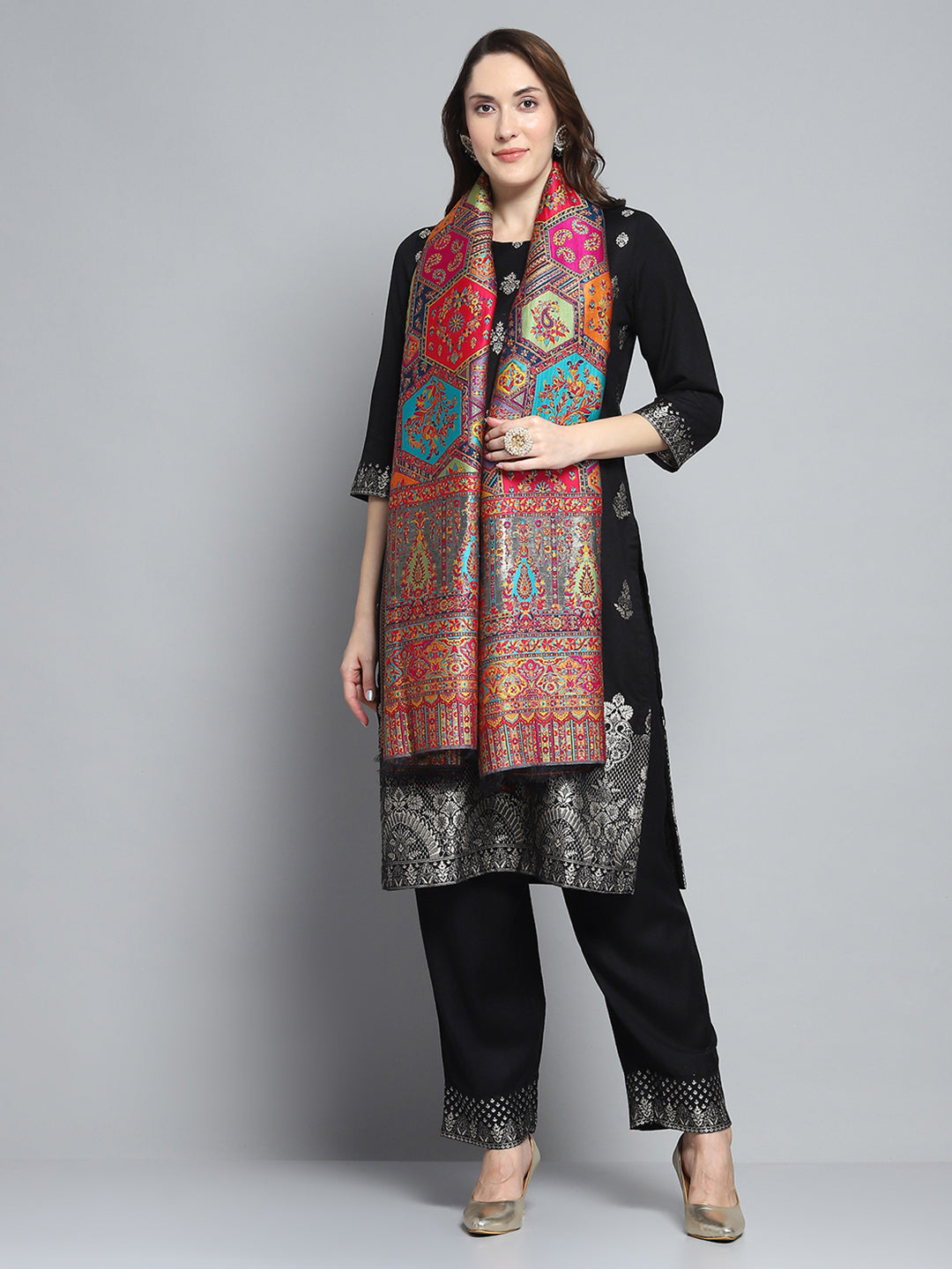 Women Multicolor Self Design Stole