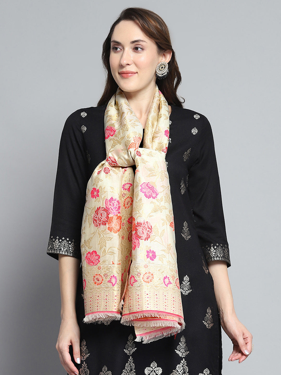 Women Multicolor Self Design Stole