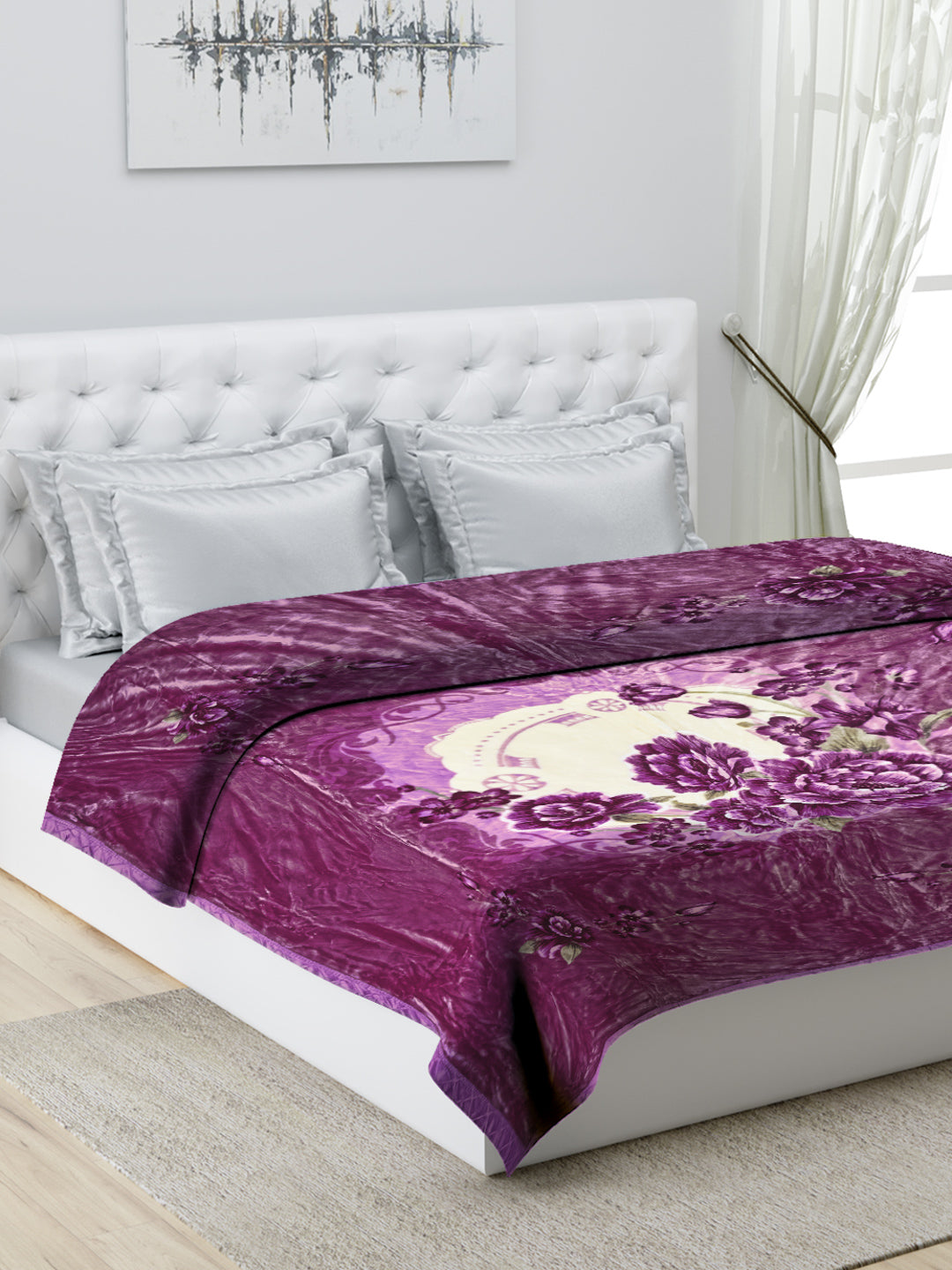 Printed Double Bed Blanket for Heavy Winter -1 Ply