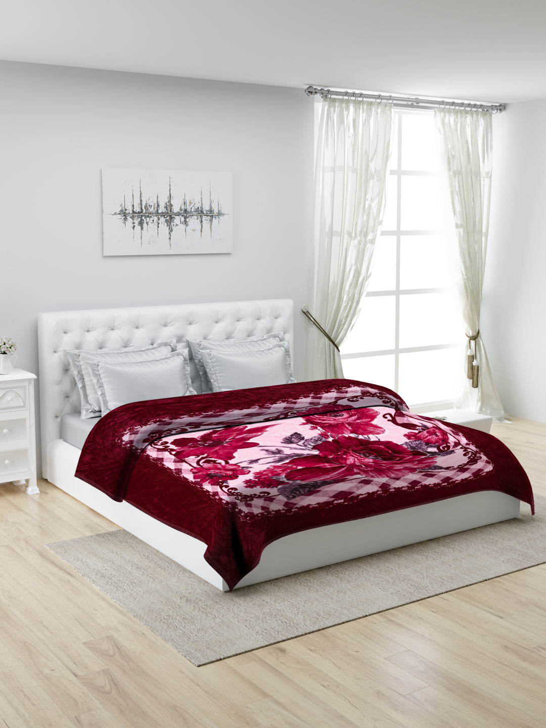 Printed Double Bed Blanket for Heavy Winter -1 Ply