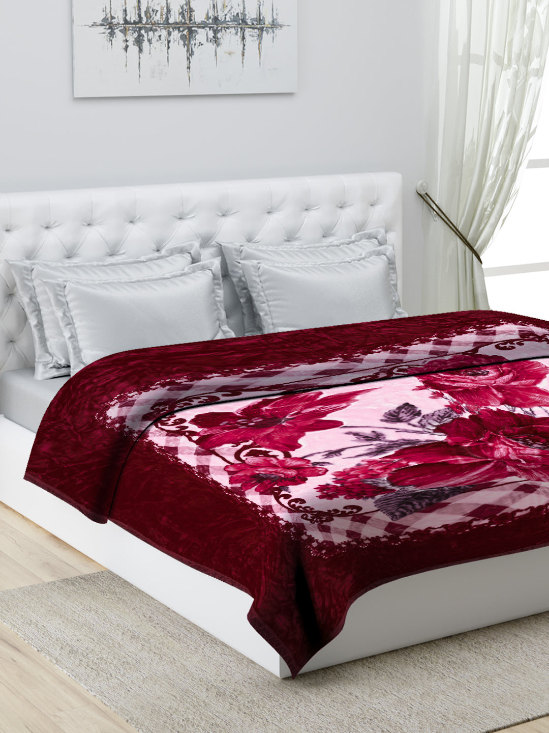 Printed Double Bed Blanket for Heavy Winter -1 Ply