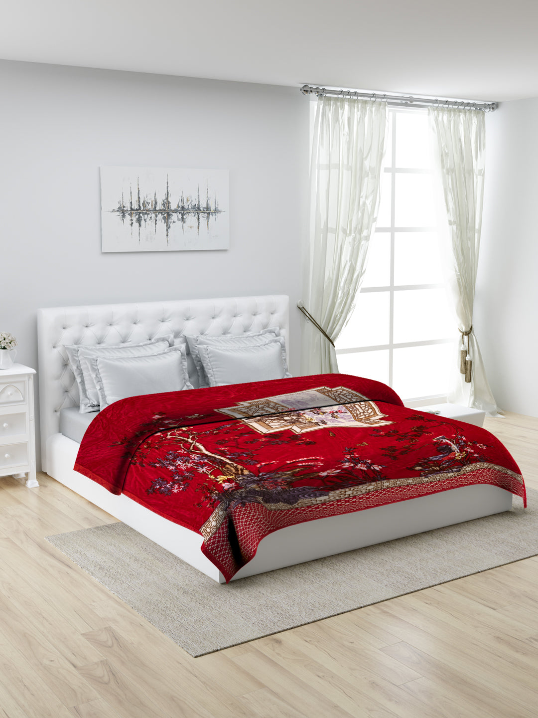 Printed Double Bed Blanket for Heavy Winter -1 Ply