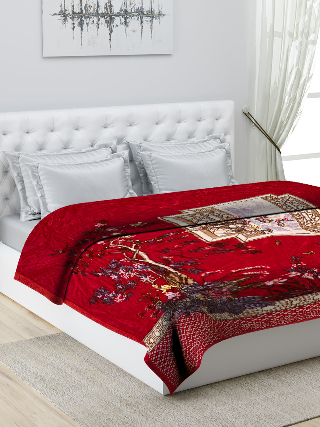 Printed Double Bed Blanket for Heavy Winter -1 Ply