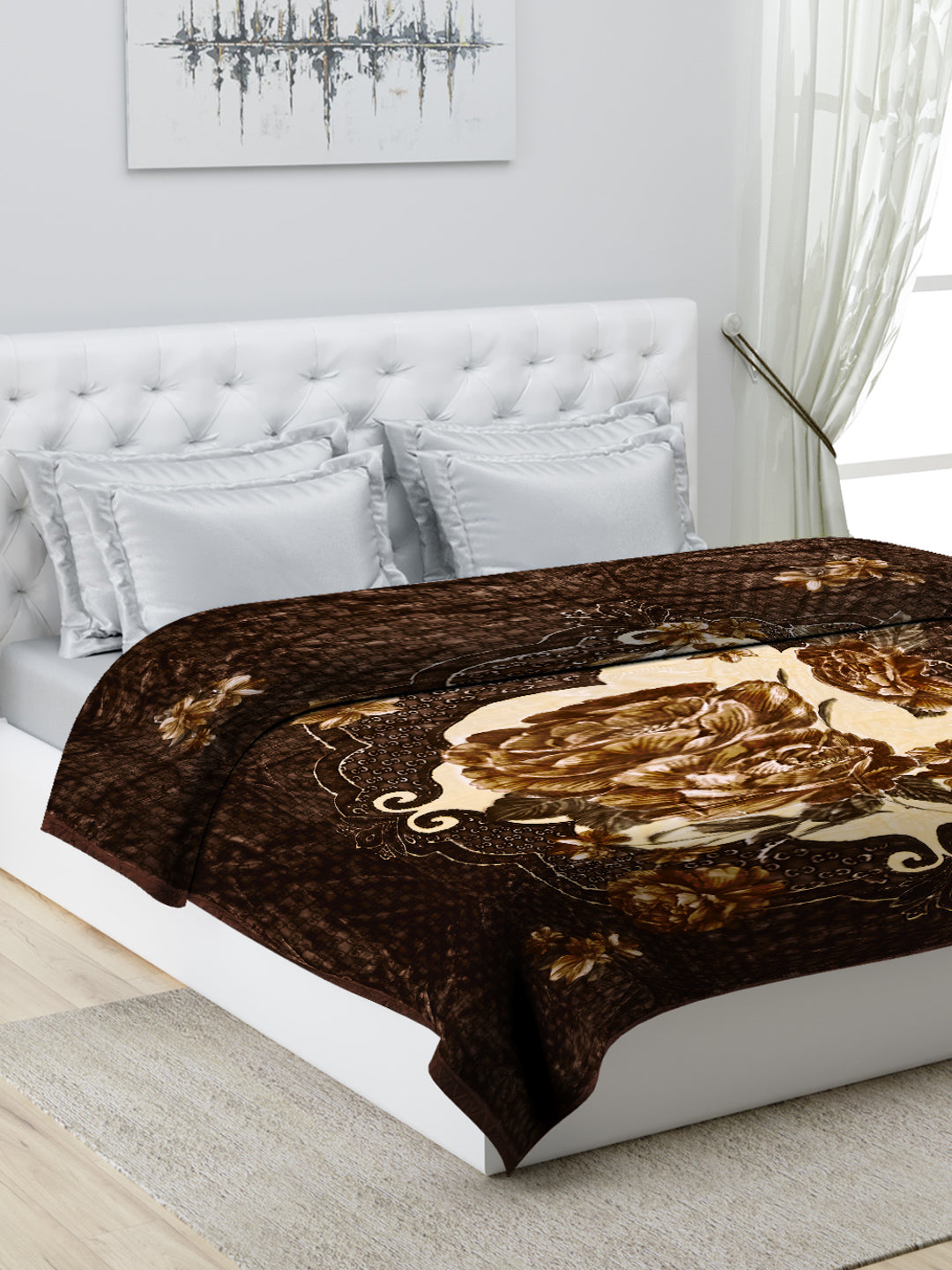 Printed Double Bed Blanket for Heavy Winter -1 Ply