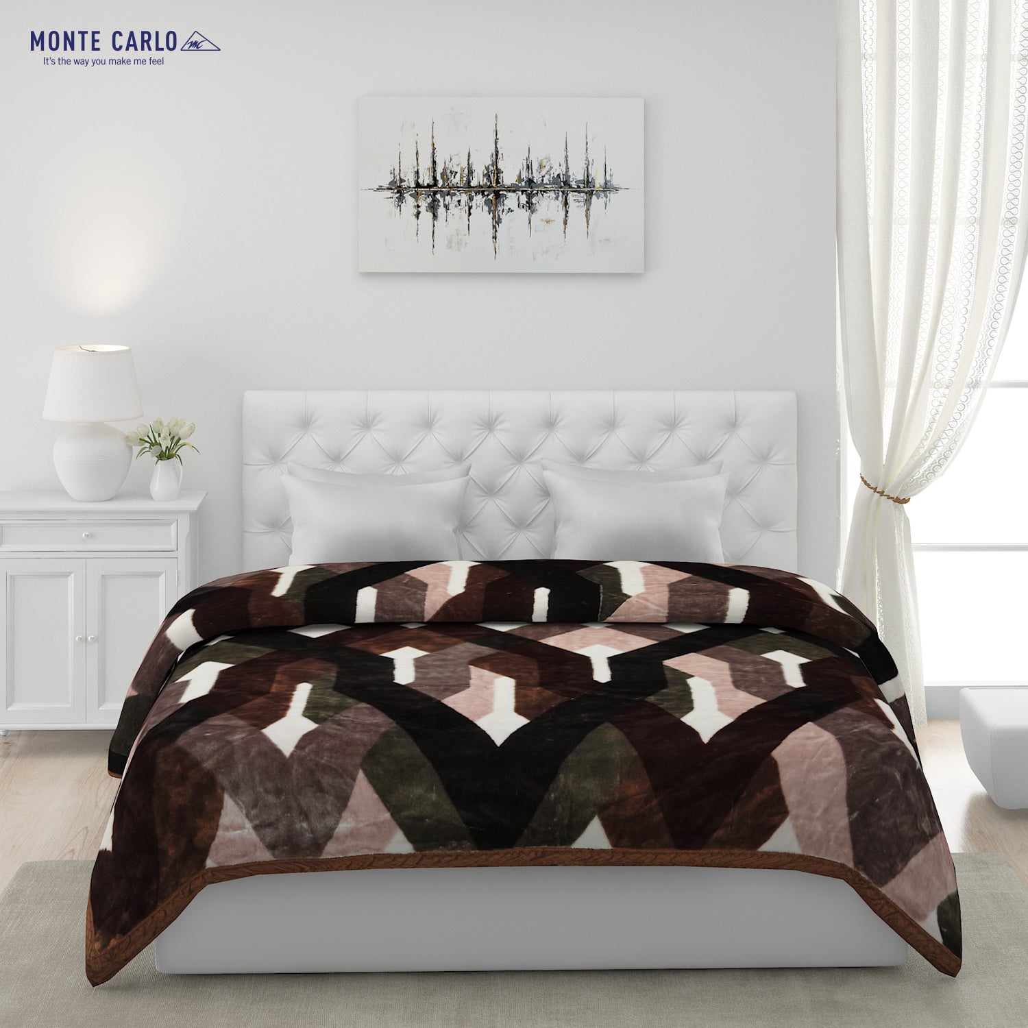 Printed Double Bed Blanket for Mild Winter -1 Ply