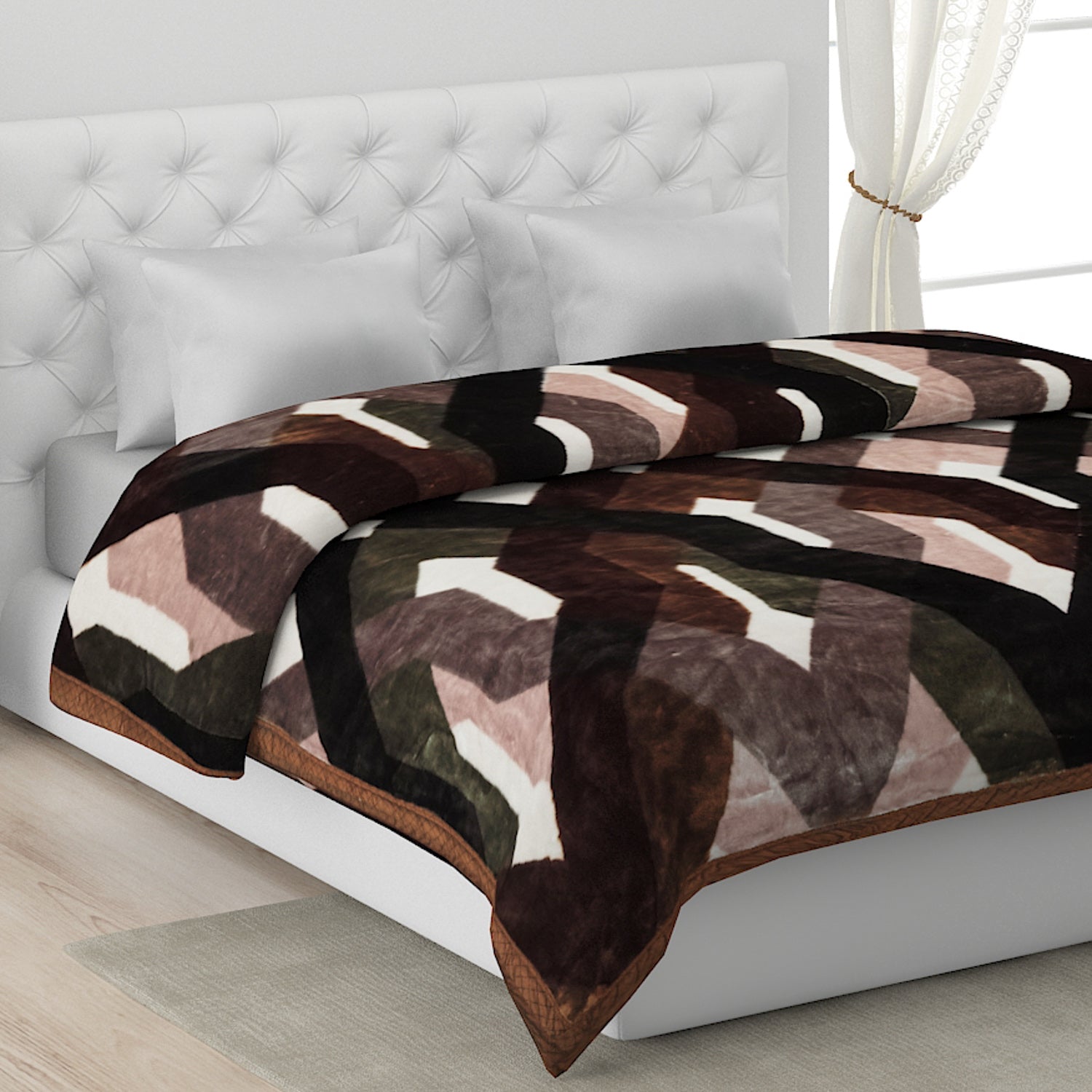 Printed Double Bed Blanket for Mild Winter -1 Ply