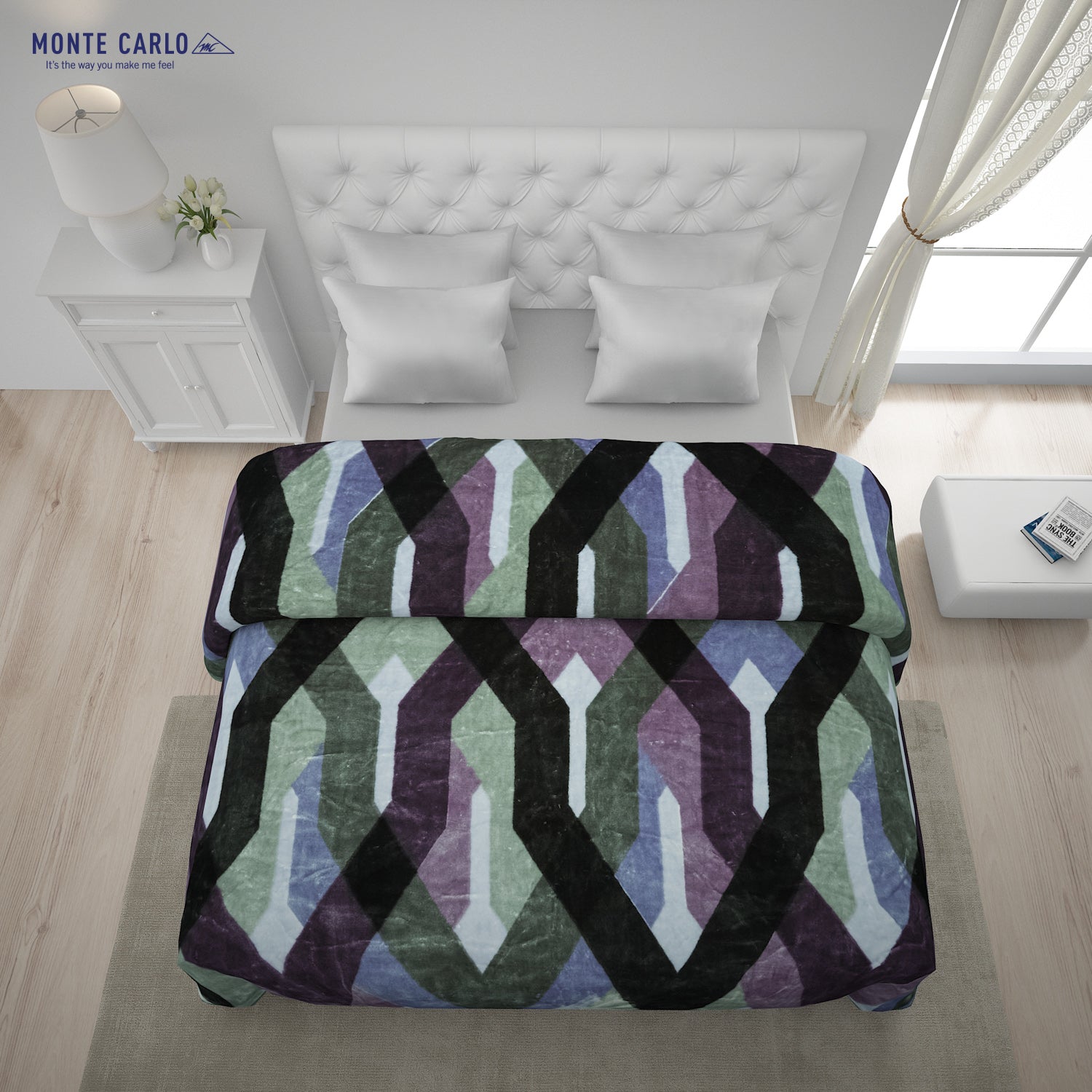 Printed Double Bed Blanket for Mild Winter -1 Ply