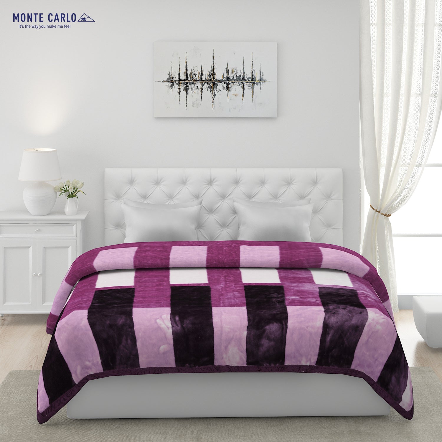 Printed Double Bed Blanket for Mild Winter -1 Ply