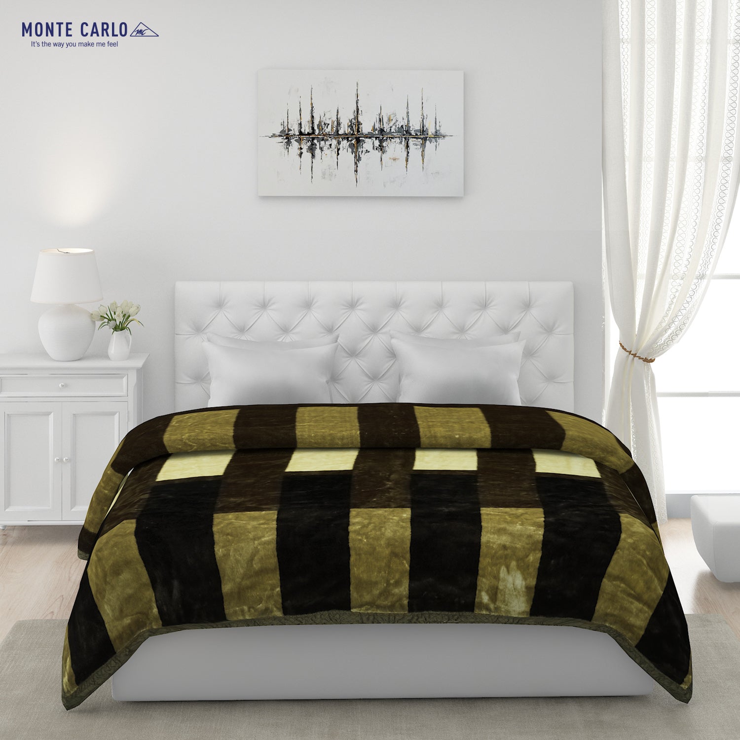 Printed Double Bed Blanket for Mild Winter -1 Ply