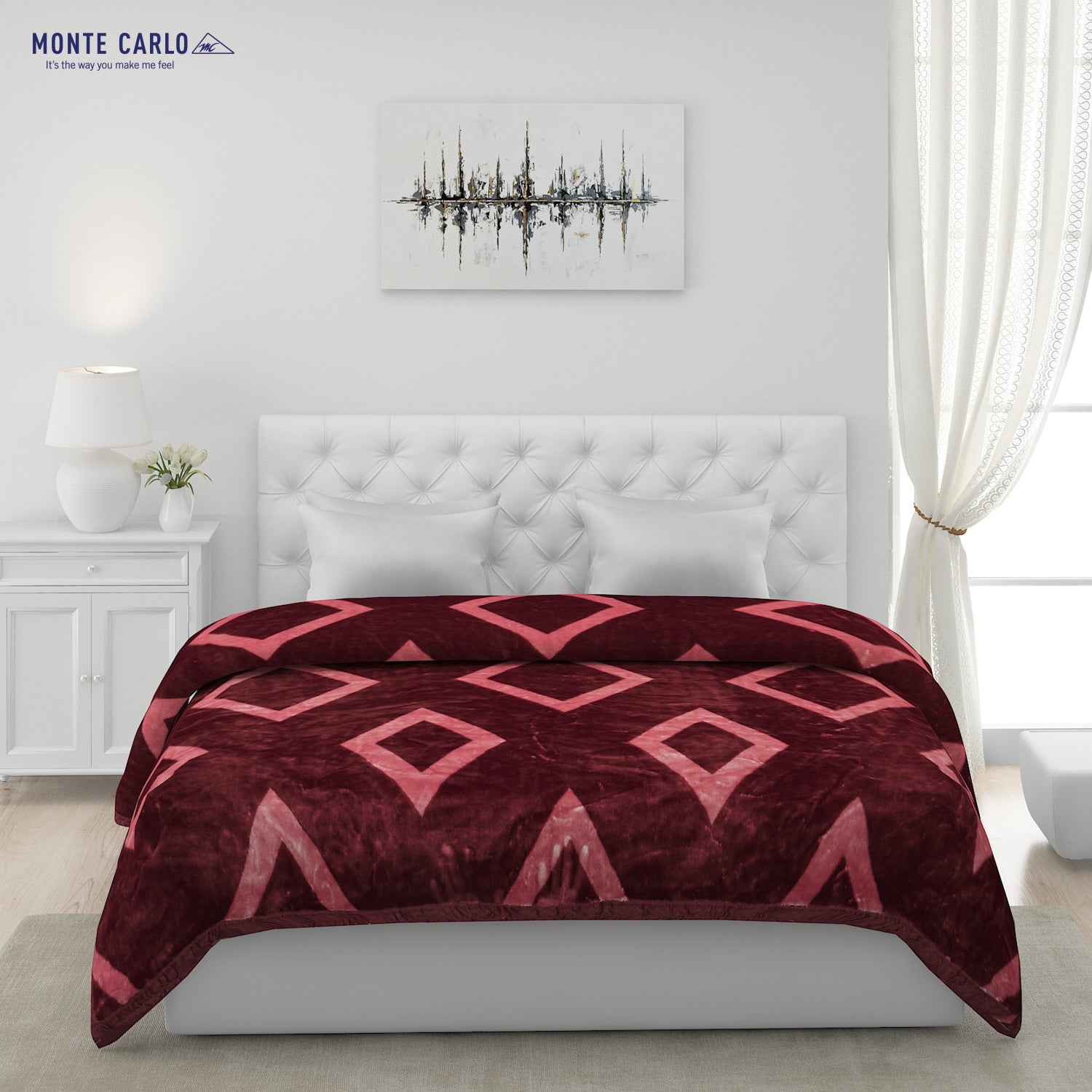 Printed Double Bed Blanket for Mild Winter -1 Ply