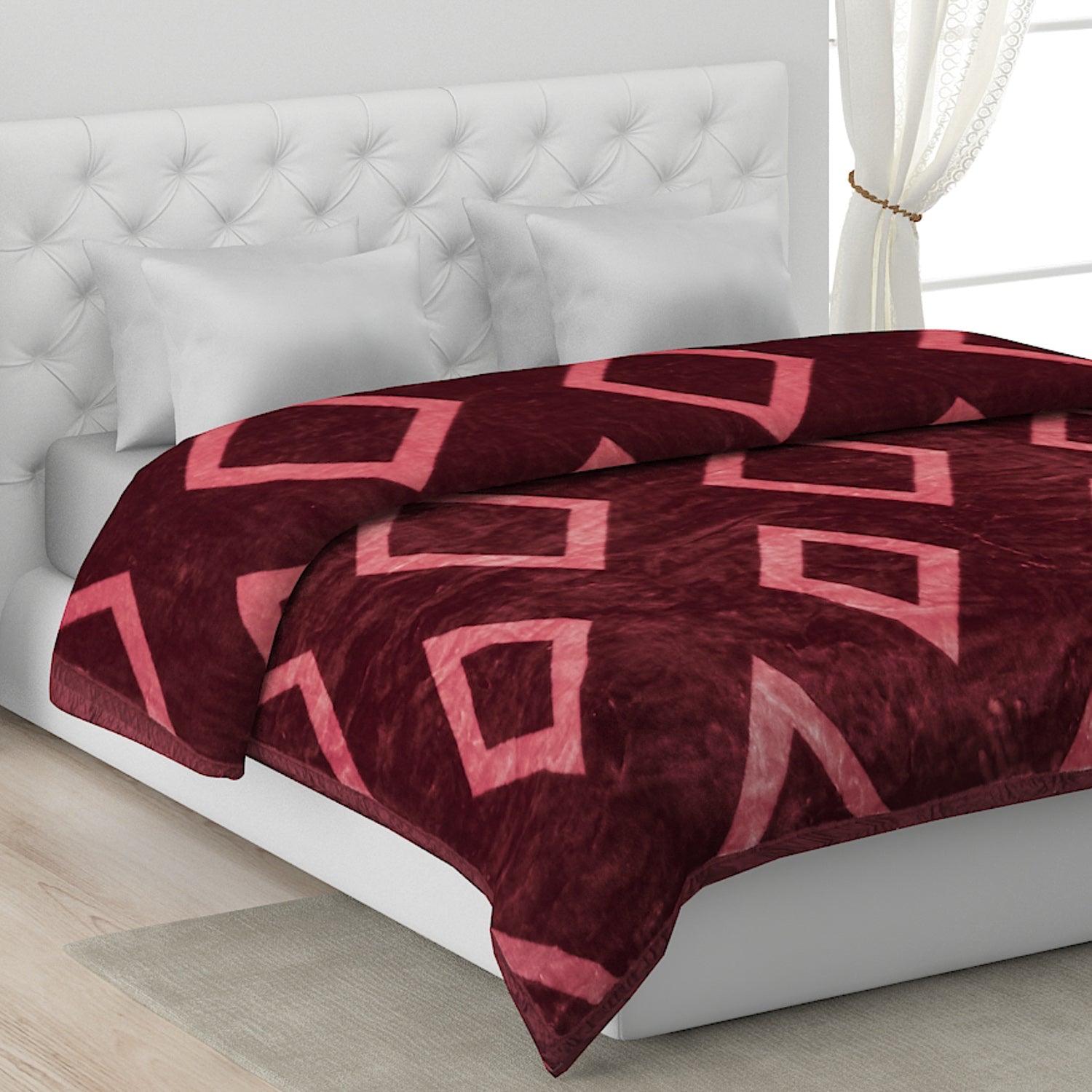 Printed Double Bed Blanket for Mild Winter -1 Ply