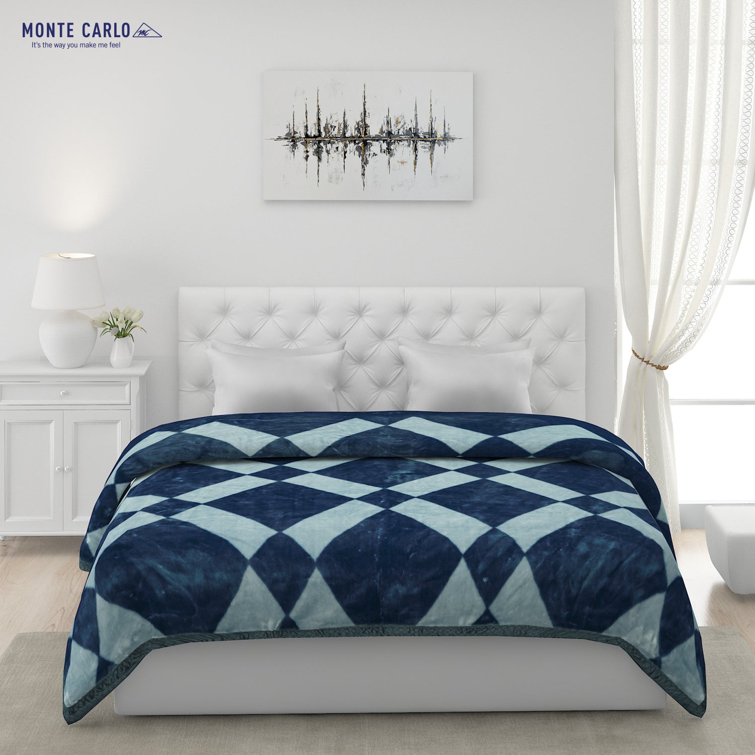 Printed Double Bed Blanket for Mild Winter -1 Ply