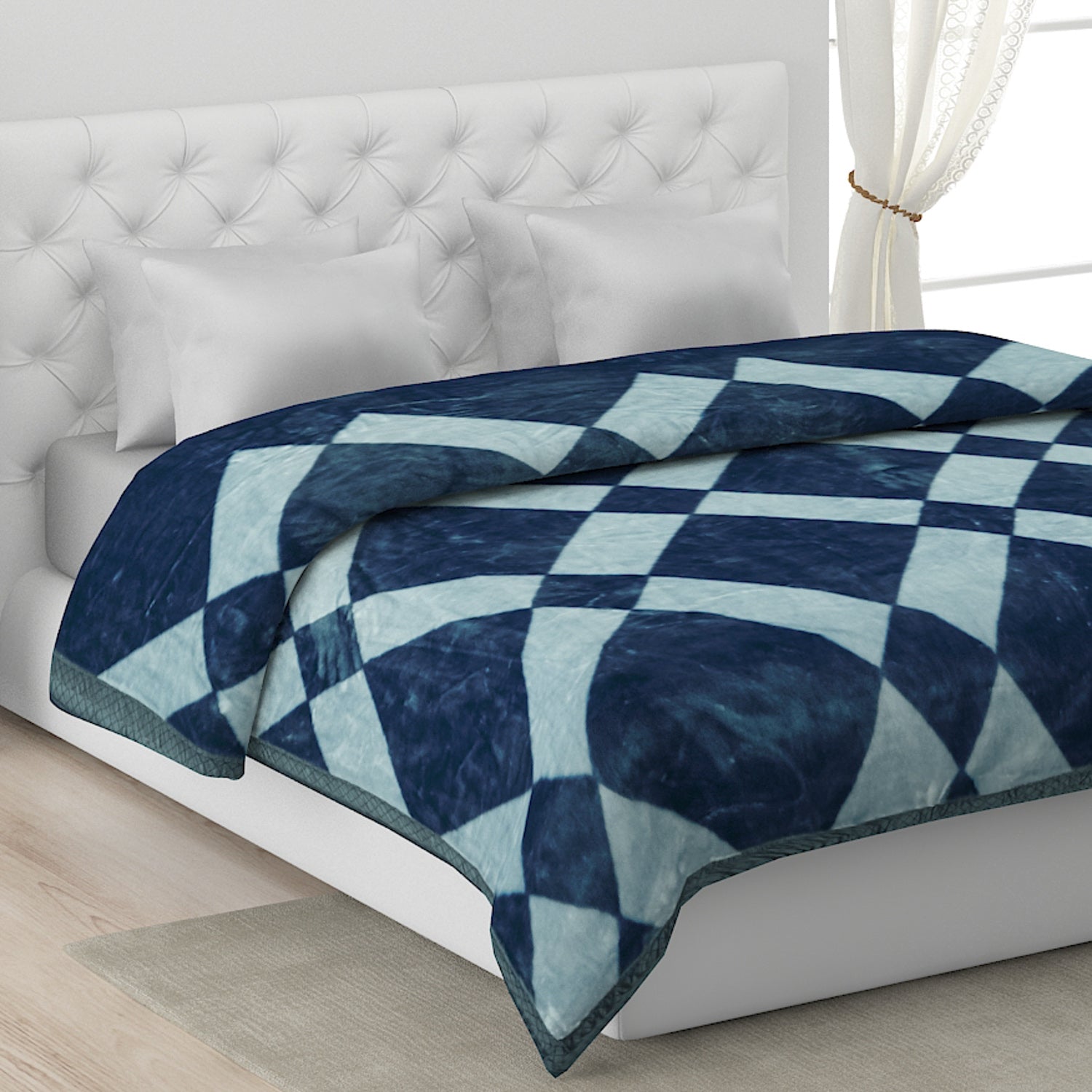 Printed Double Bed Blanket for Mild Winter -1 Ply