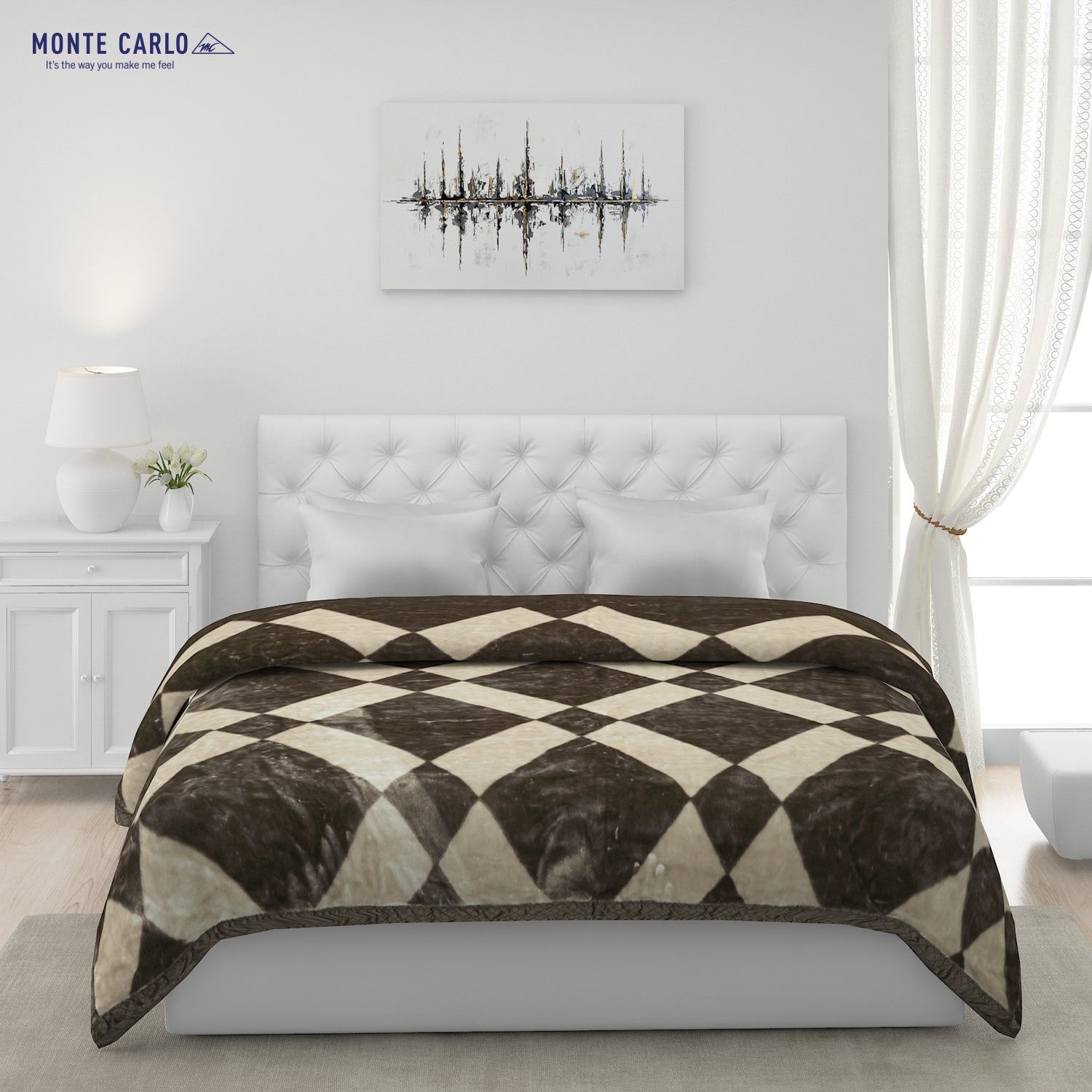 Printed Double Bed Blanket for Mild Winter -1 Ply