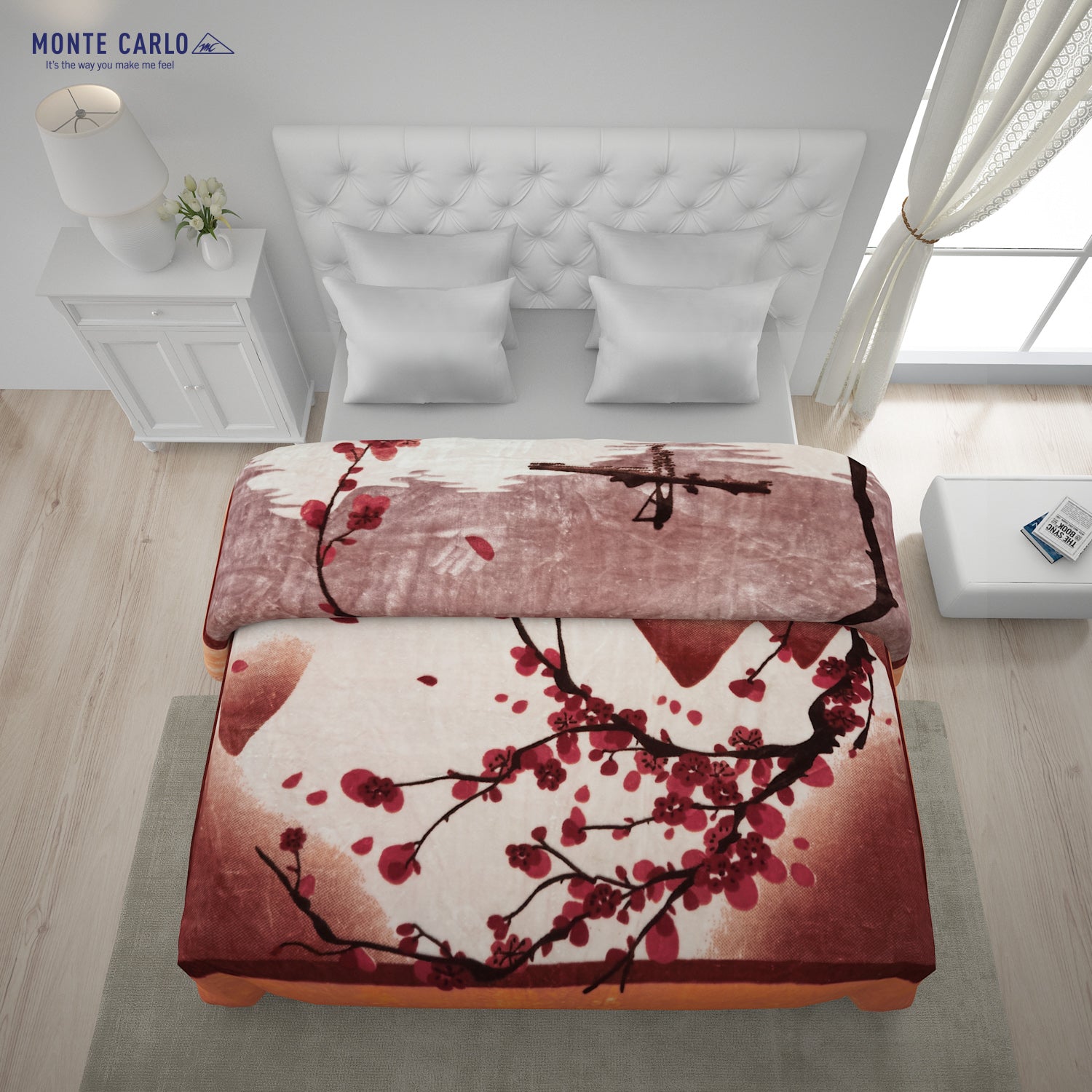 Printed Double Bed Blanket for Mild Winter -1 Ply