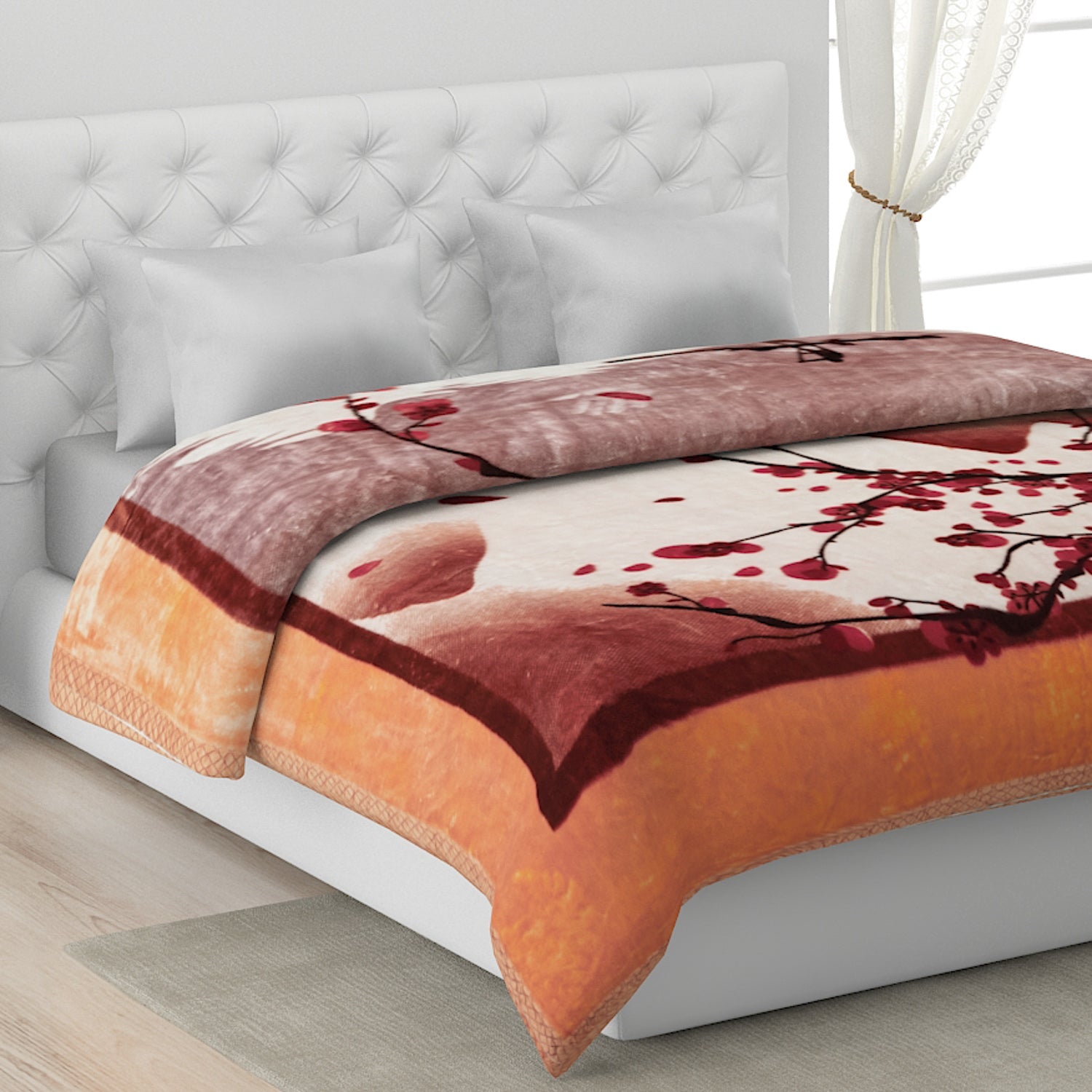 Printed Double Bed Blanket for Mild Winter -1 Ply