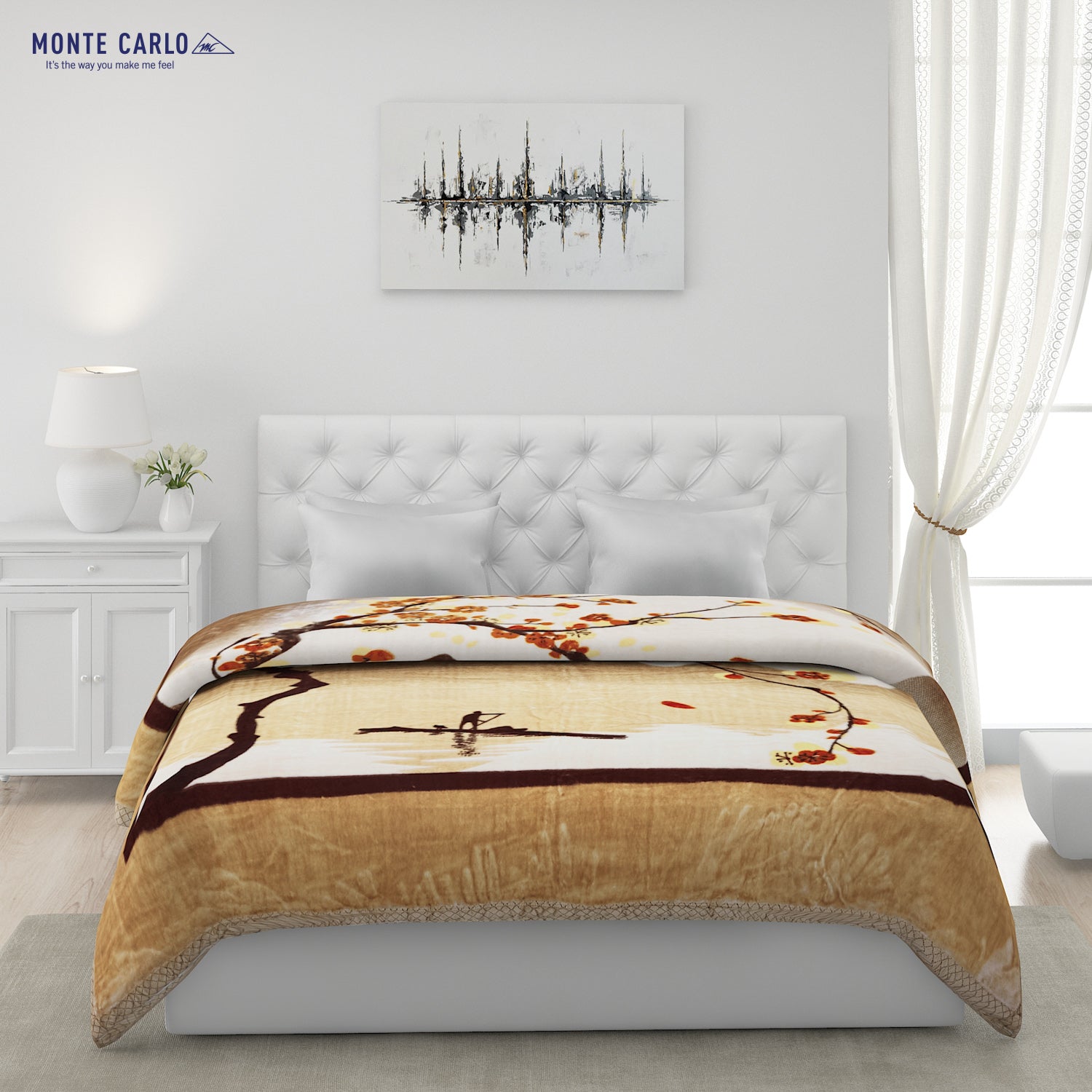 Printed Double Bed Blanket for Mild Winter -1 Ply