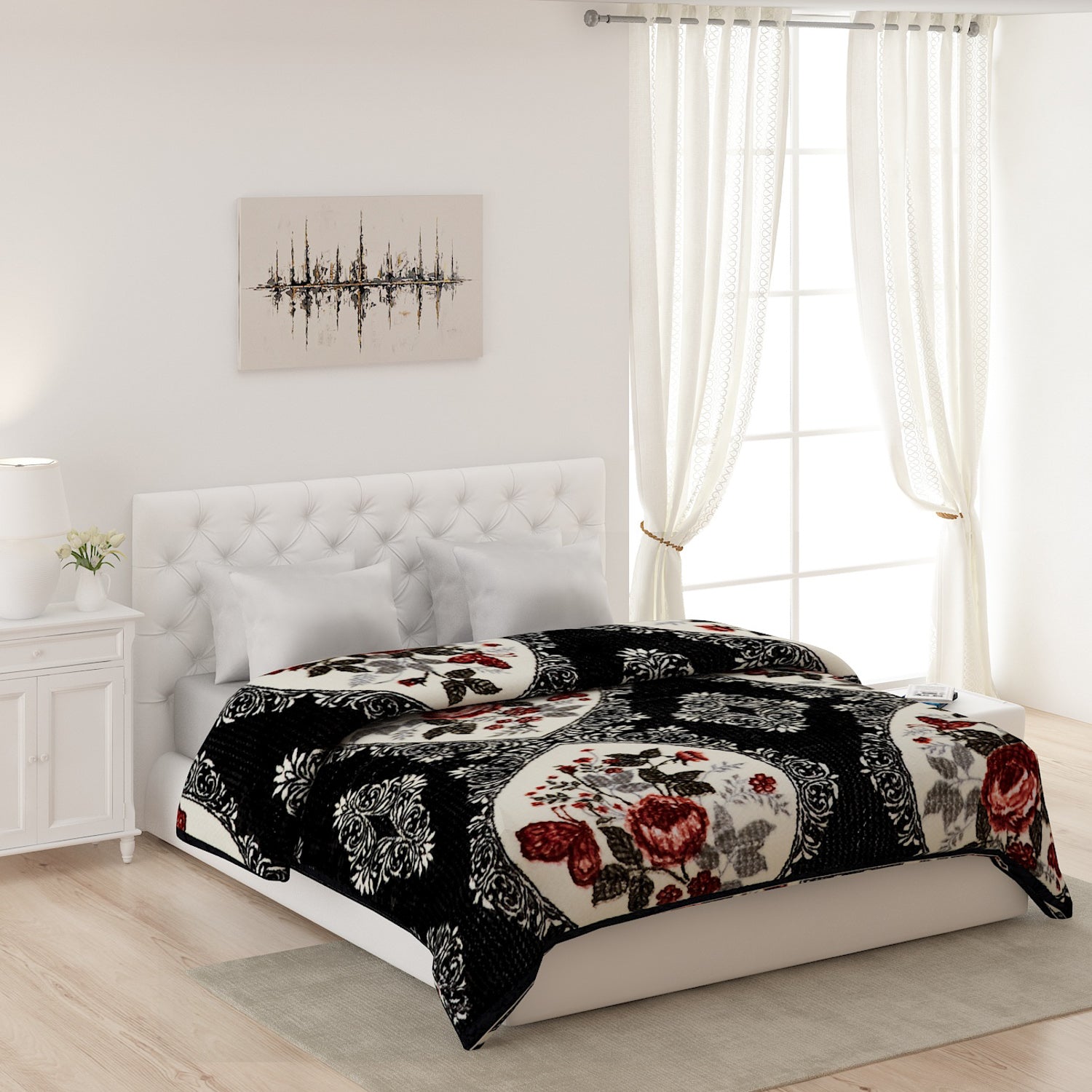 Printed Double Bed Blanket for Mild Winter -2 Ply