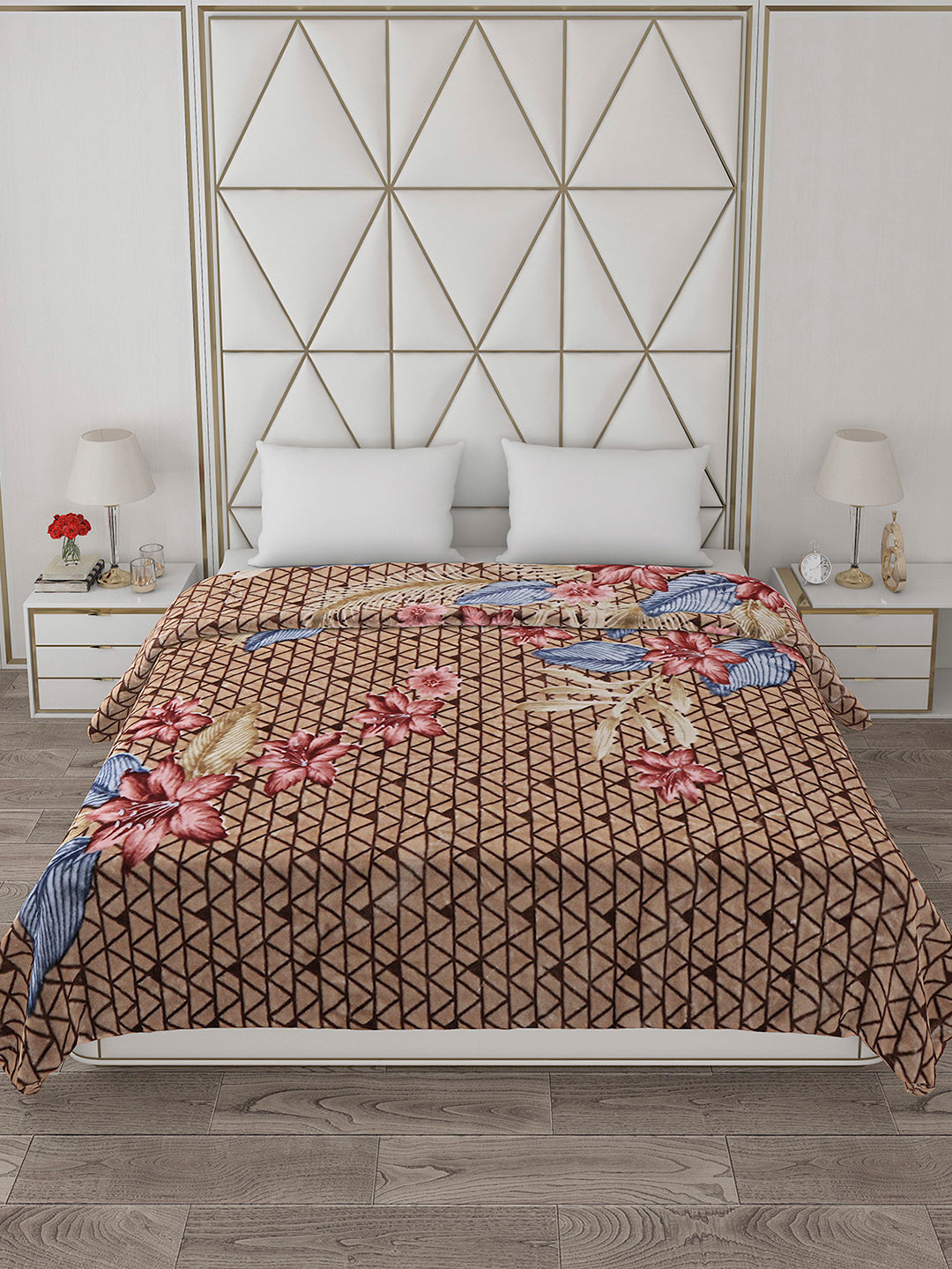 Printed Double Bed Blanket for Mild Winter -1 Ply