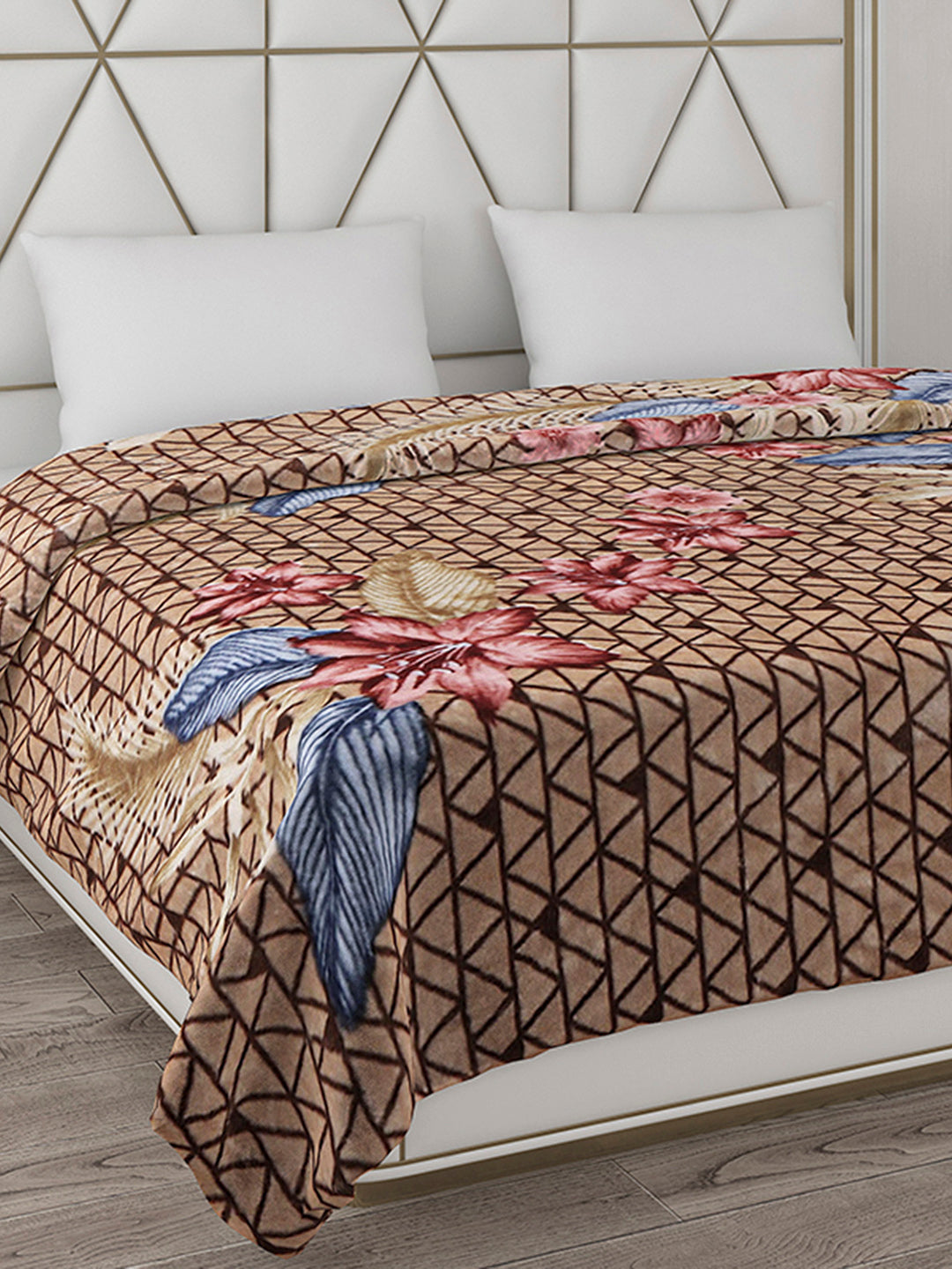 Printed Double Bed Blanket for Mild Winter -1 Ply