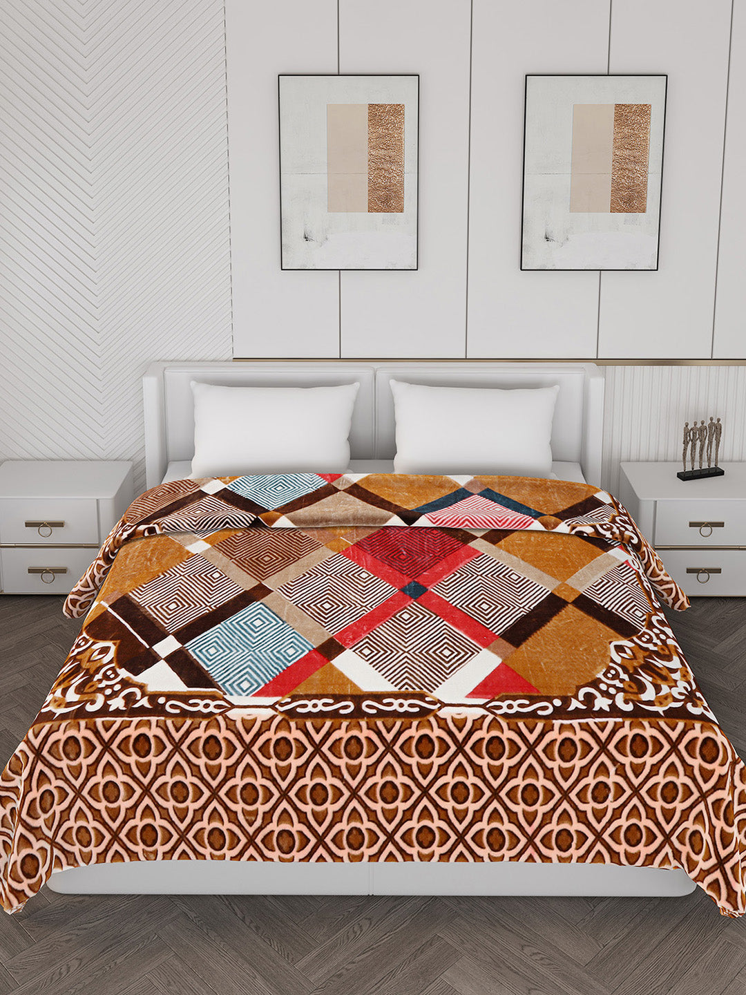 Printed Double Bed Blanket for Mild Winter -1 Ply