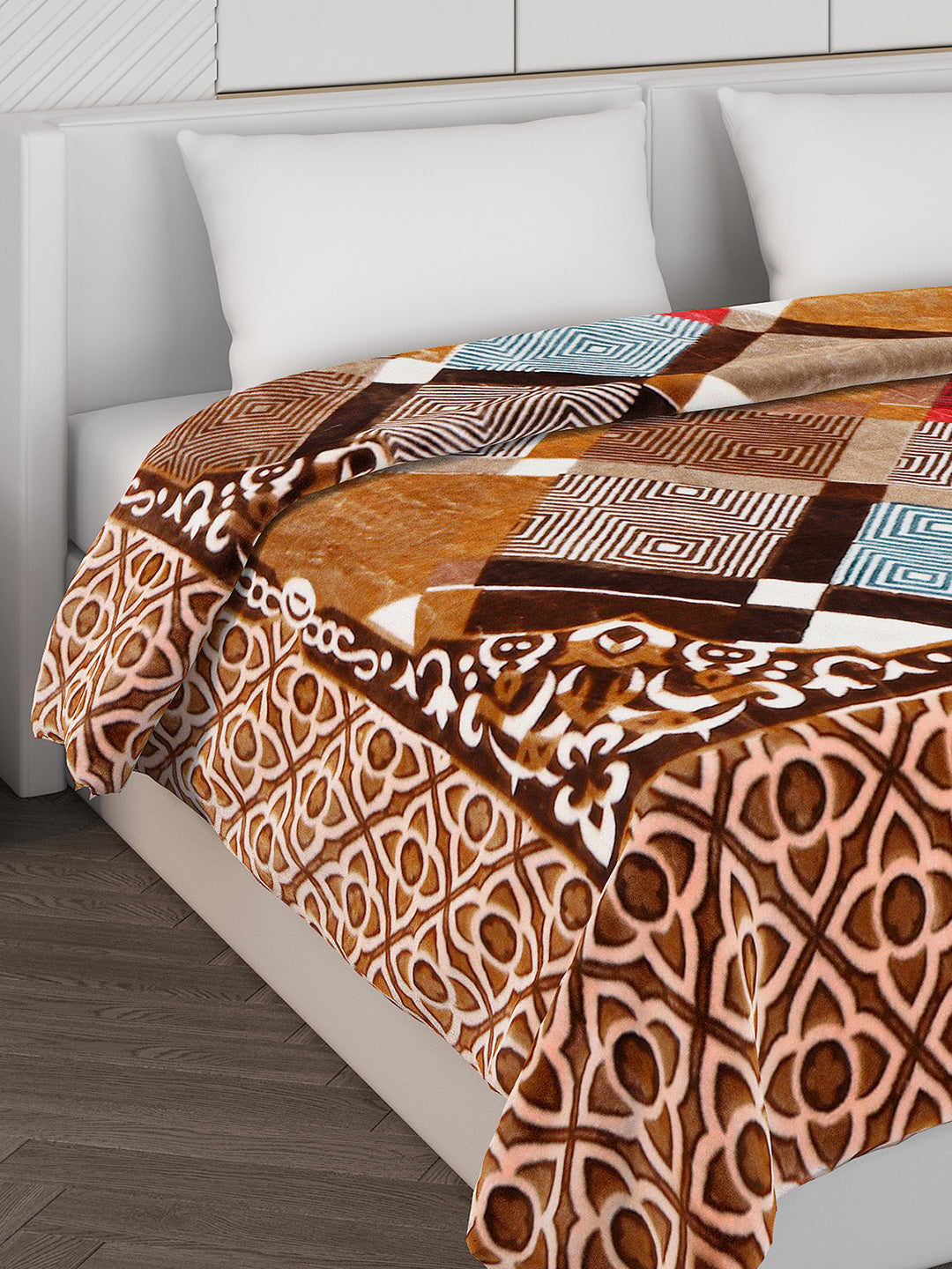 Printed Double Bed Blanket for Mild Winter -1 Ply