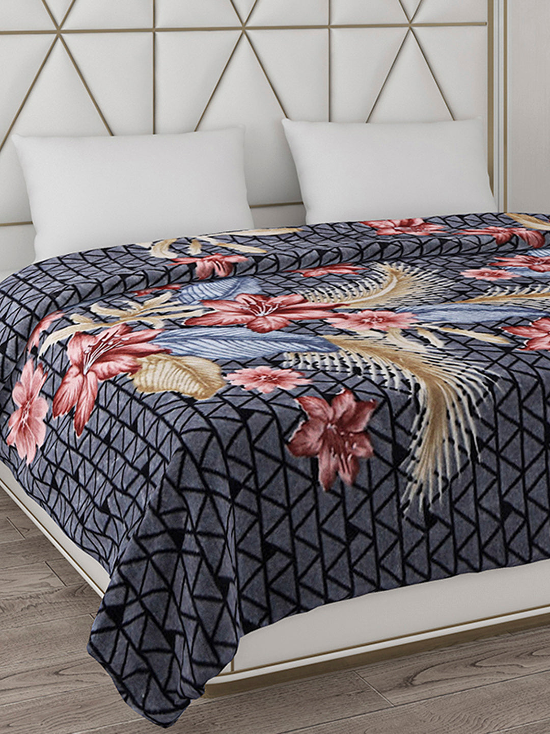 Printed Double Bed Blanket for Mild Winter -1 Ply