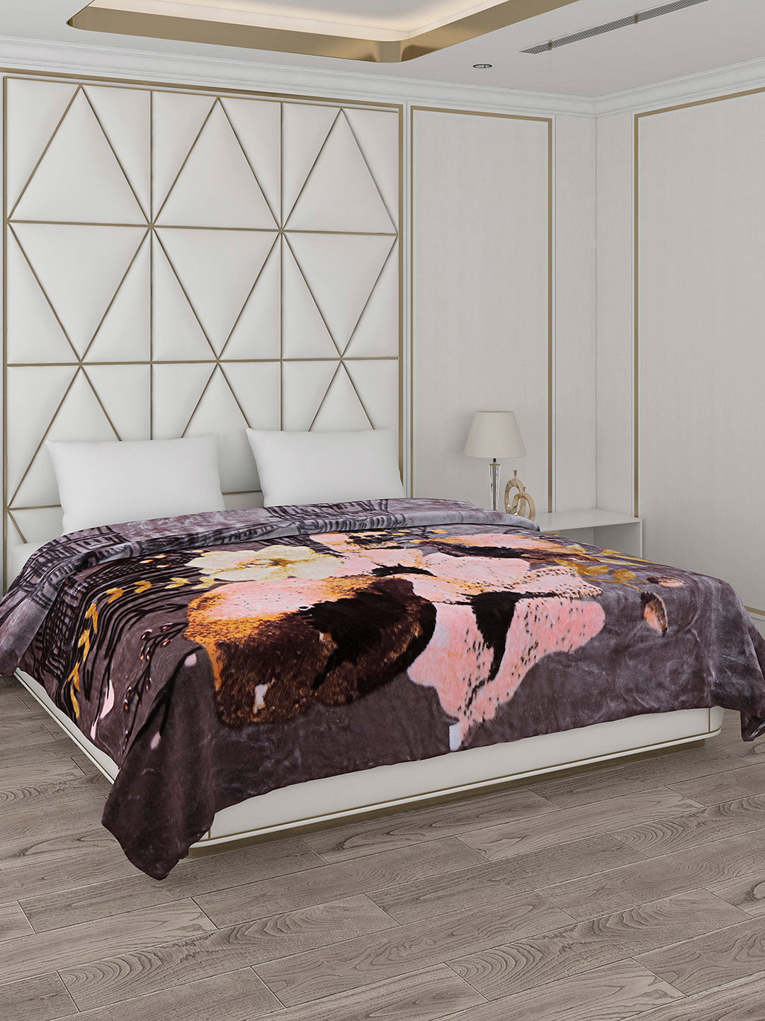 Printed Double Bed Blanket for Mild Winter -1 Ply