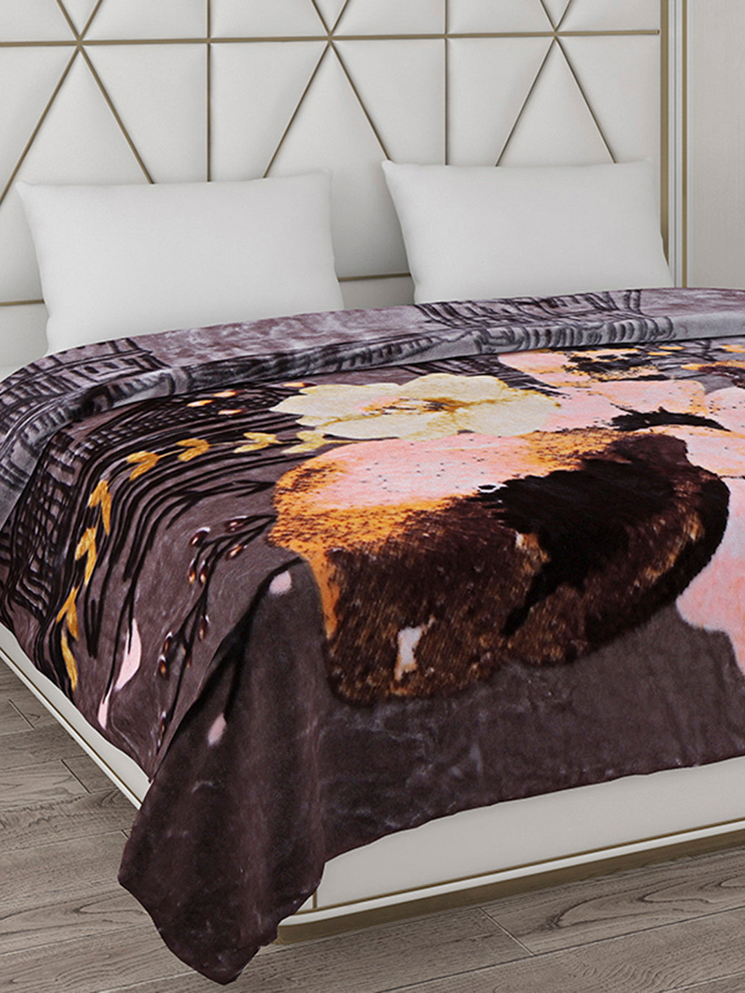 Printed Double Bed Blanket for Mild Winter -1 Ply