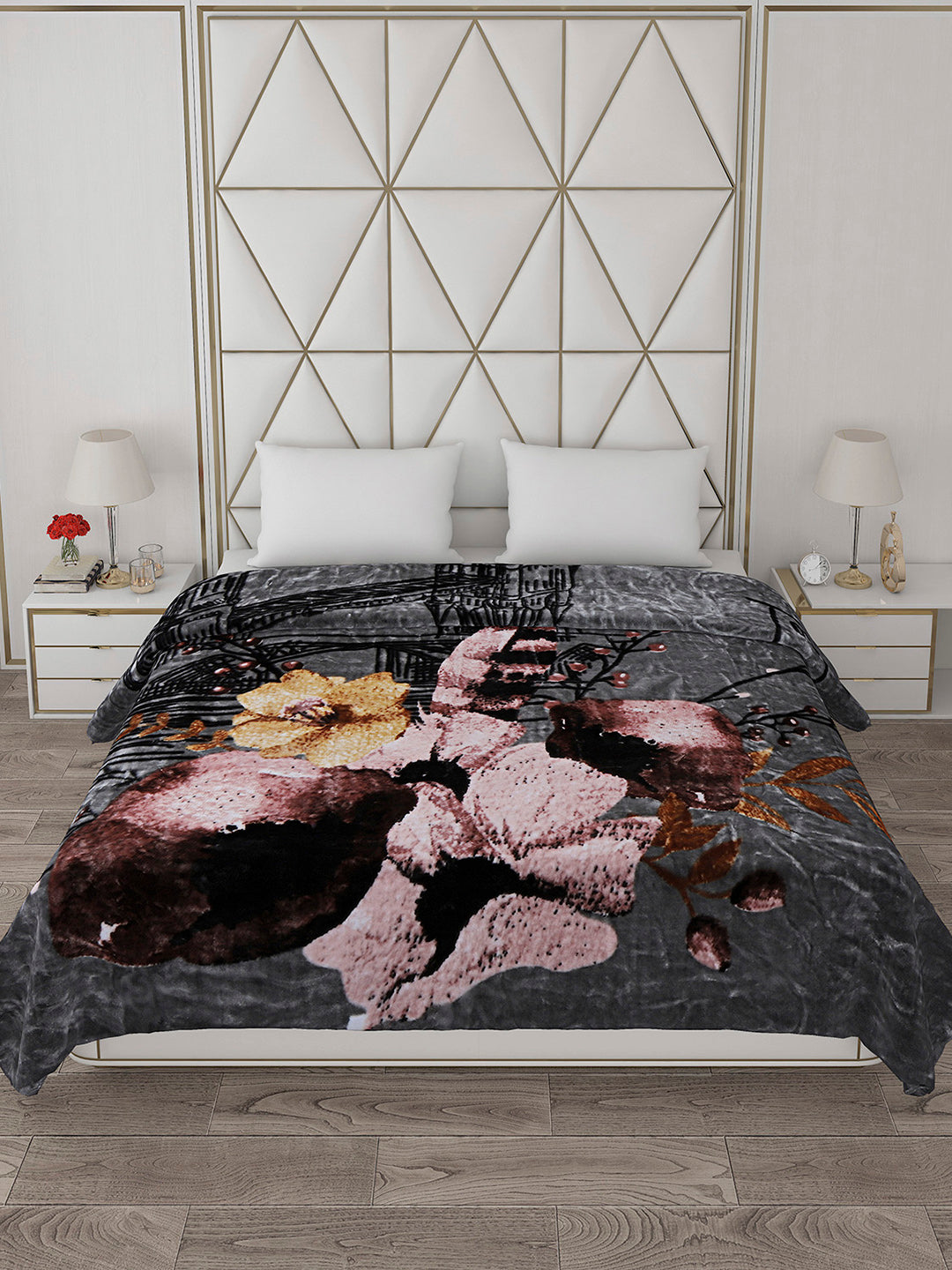 Printed Double Bed Blanket for Mild Winter -1 Ply