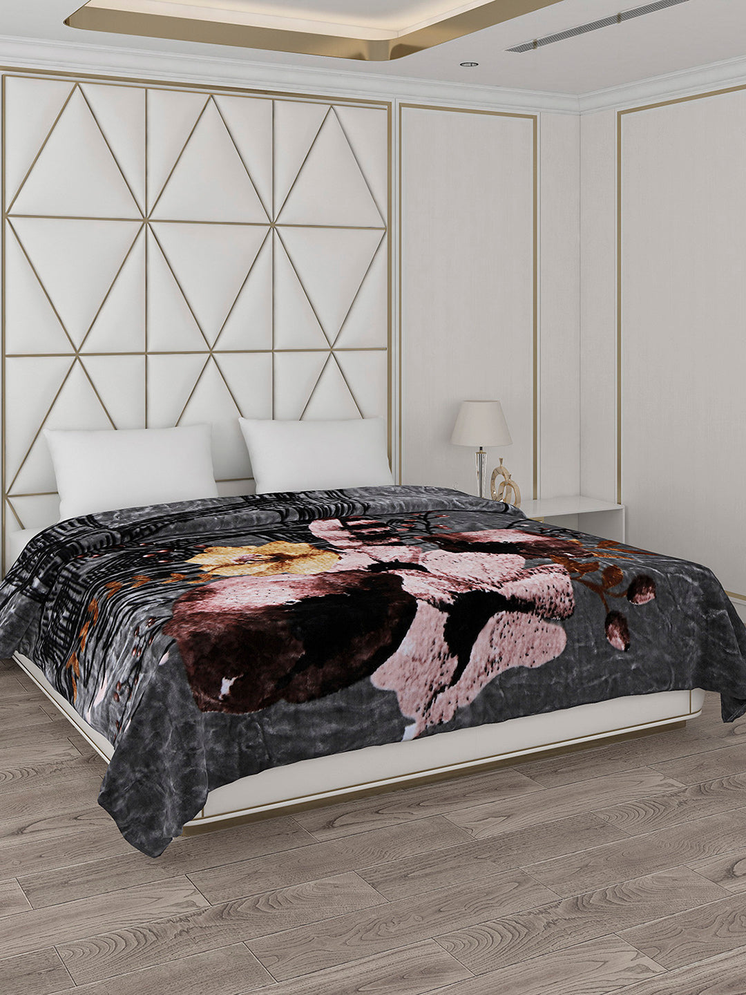 Printed Double Bed Blanket for Mild Winter -1 Ply