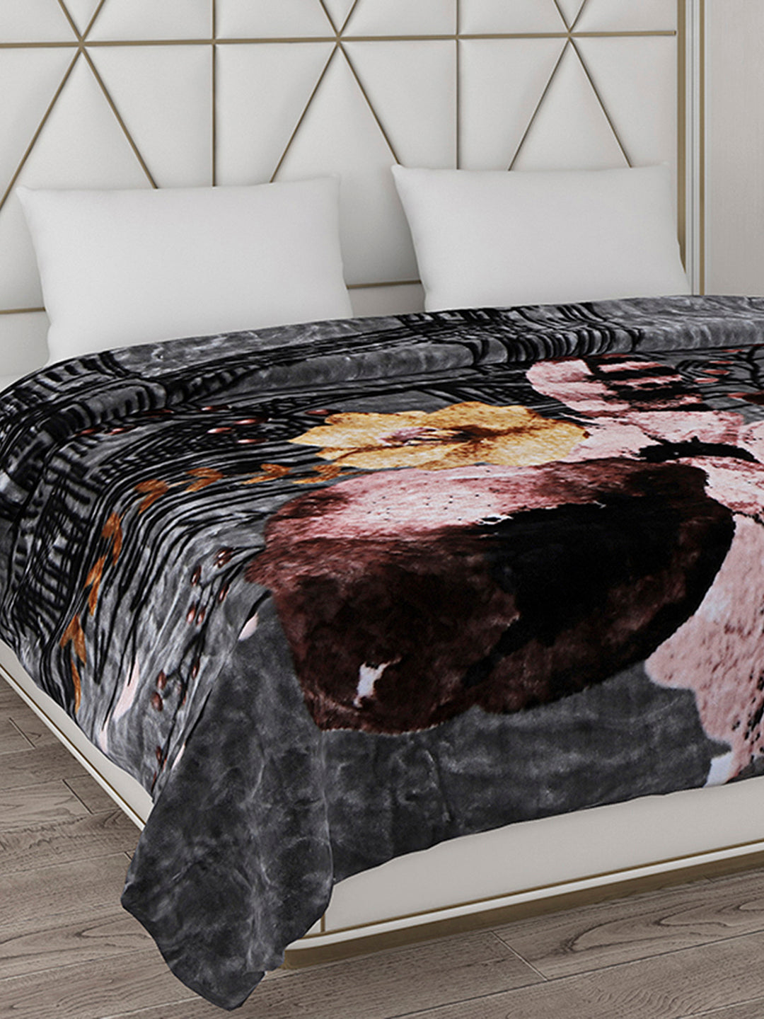 Printed Double Bed Blanket for Mild Winter -1 Ply