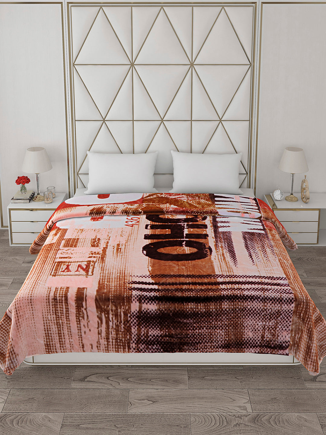 Printed Double Bed Blanket for Mild Winter -1 Ply