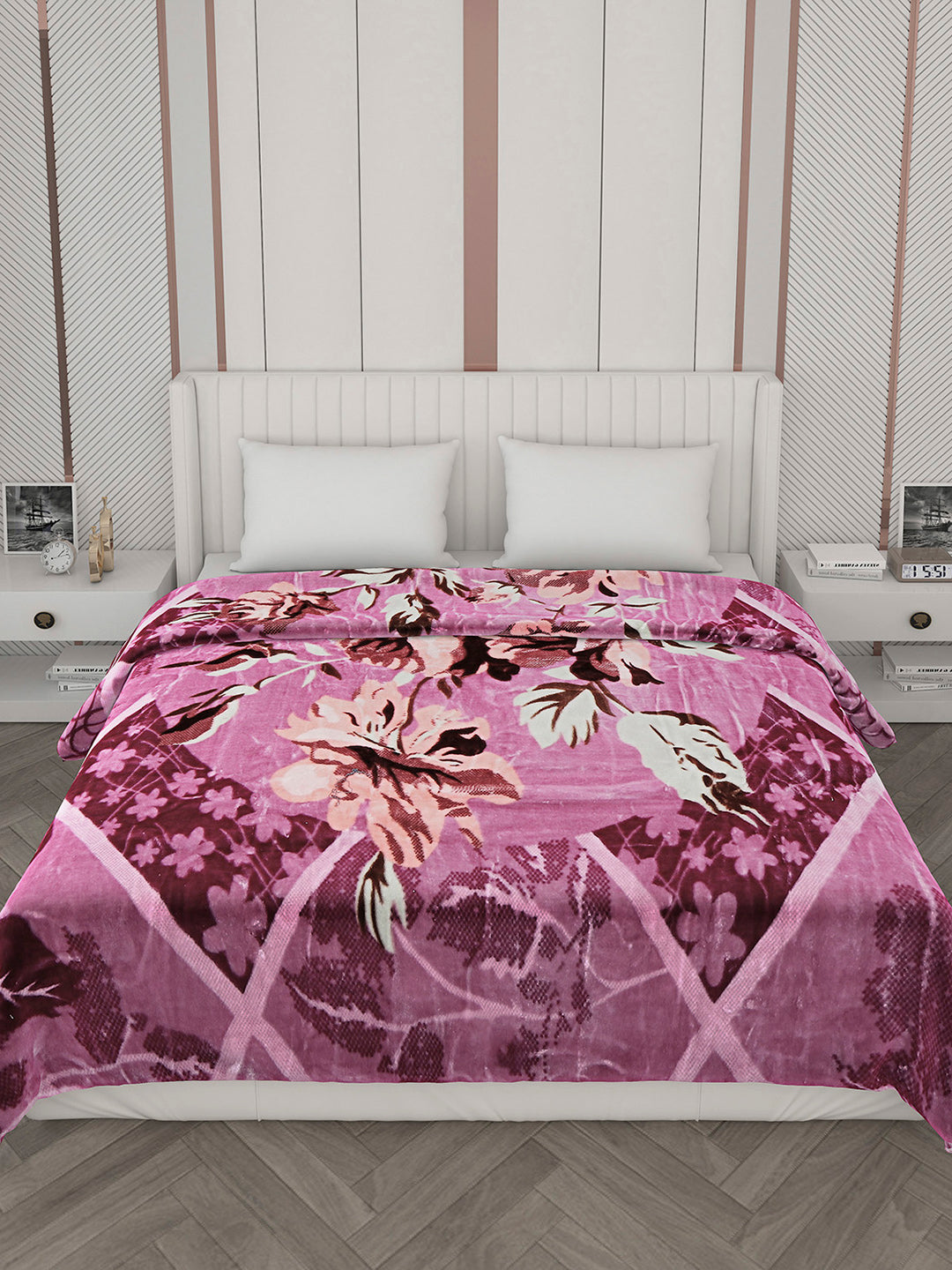 Printed Double Bed Blanket for Mild Winter -2 Ply